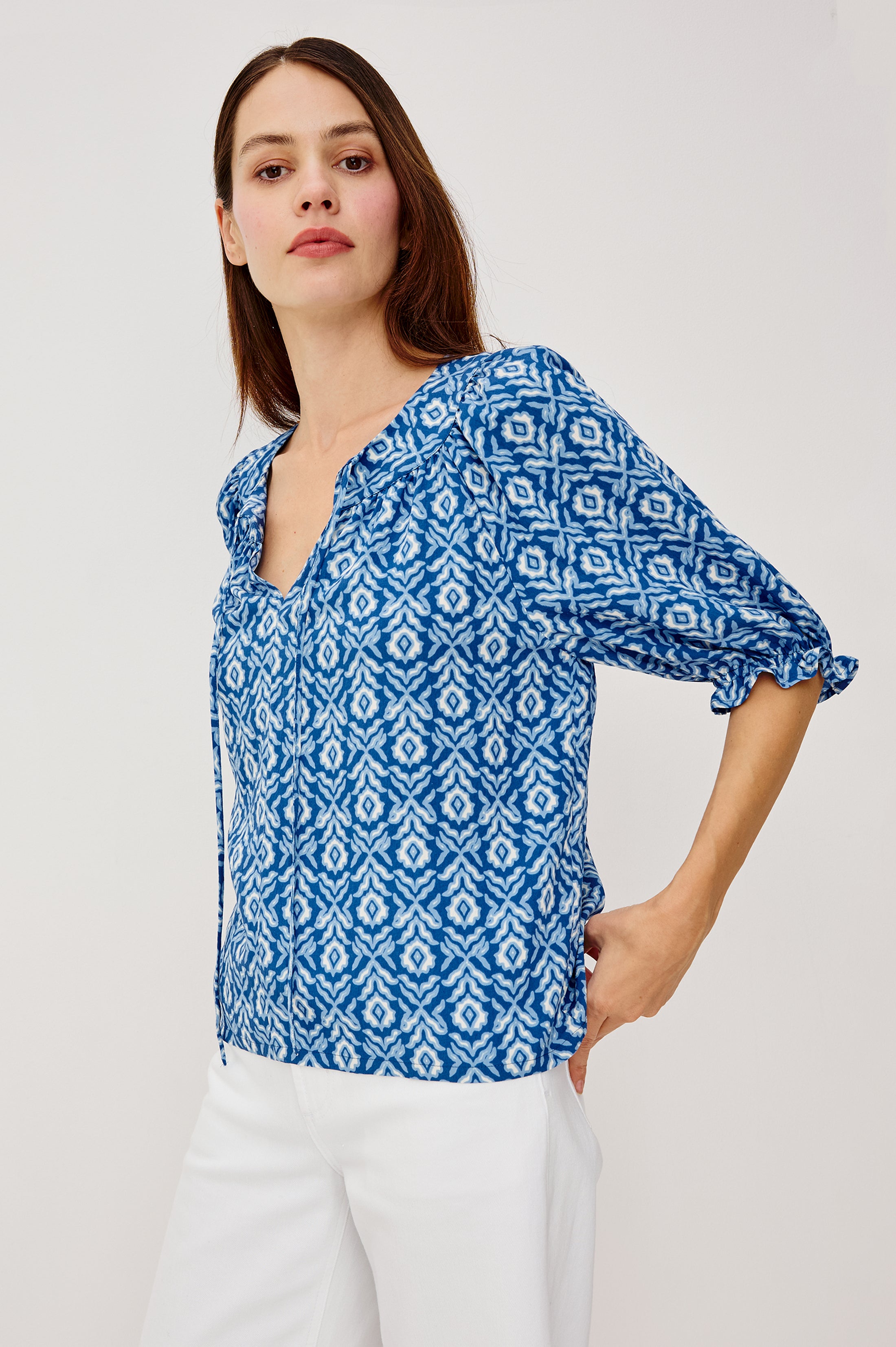 BELINA TOP - BLUE IKAT – Rails