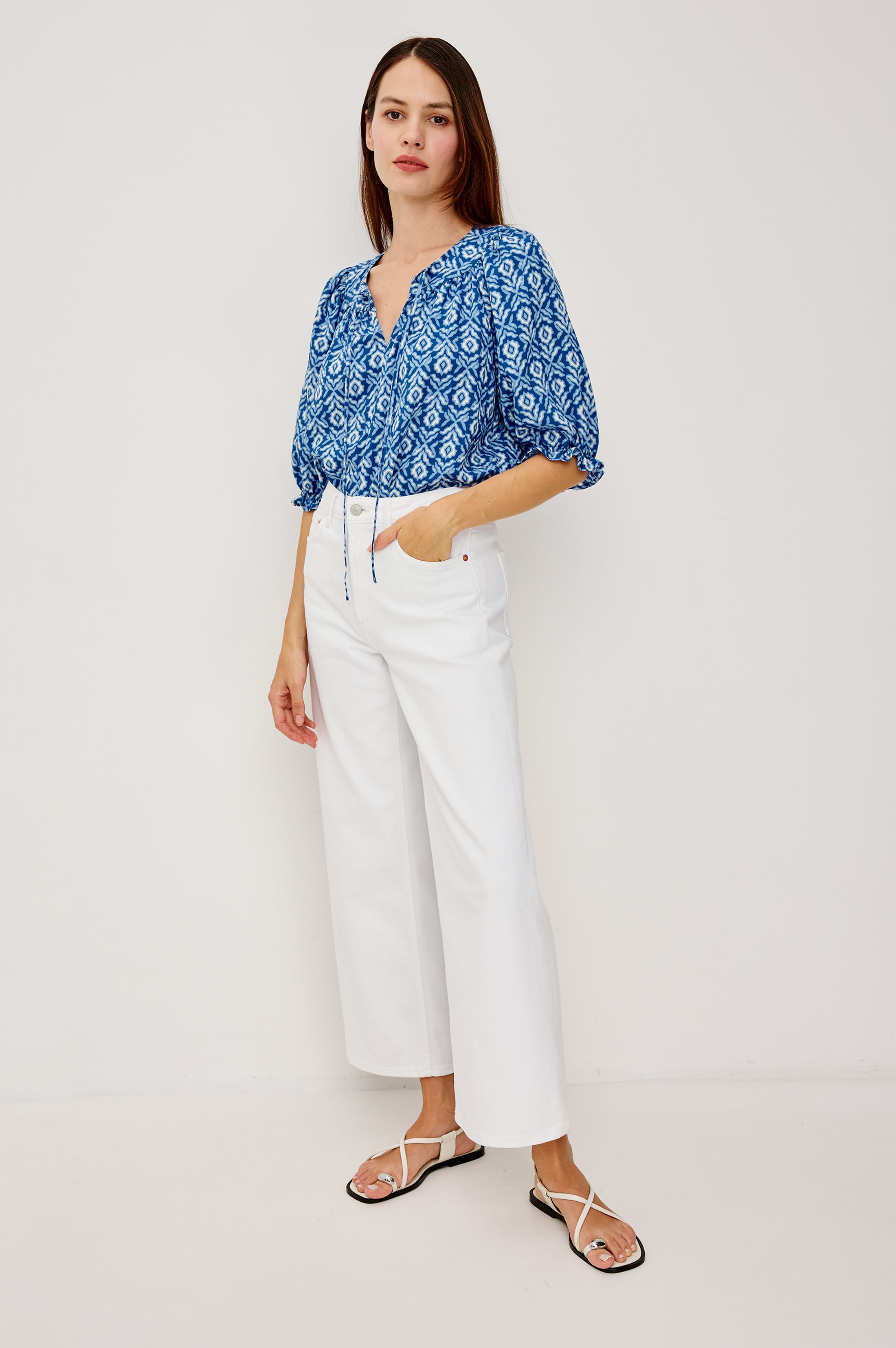 BELINA TOP - BLUE IKAT – Rails