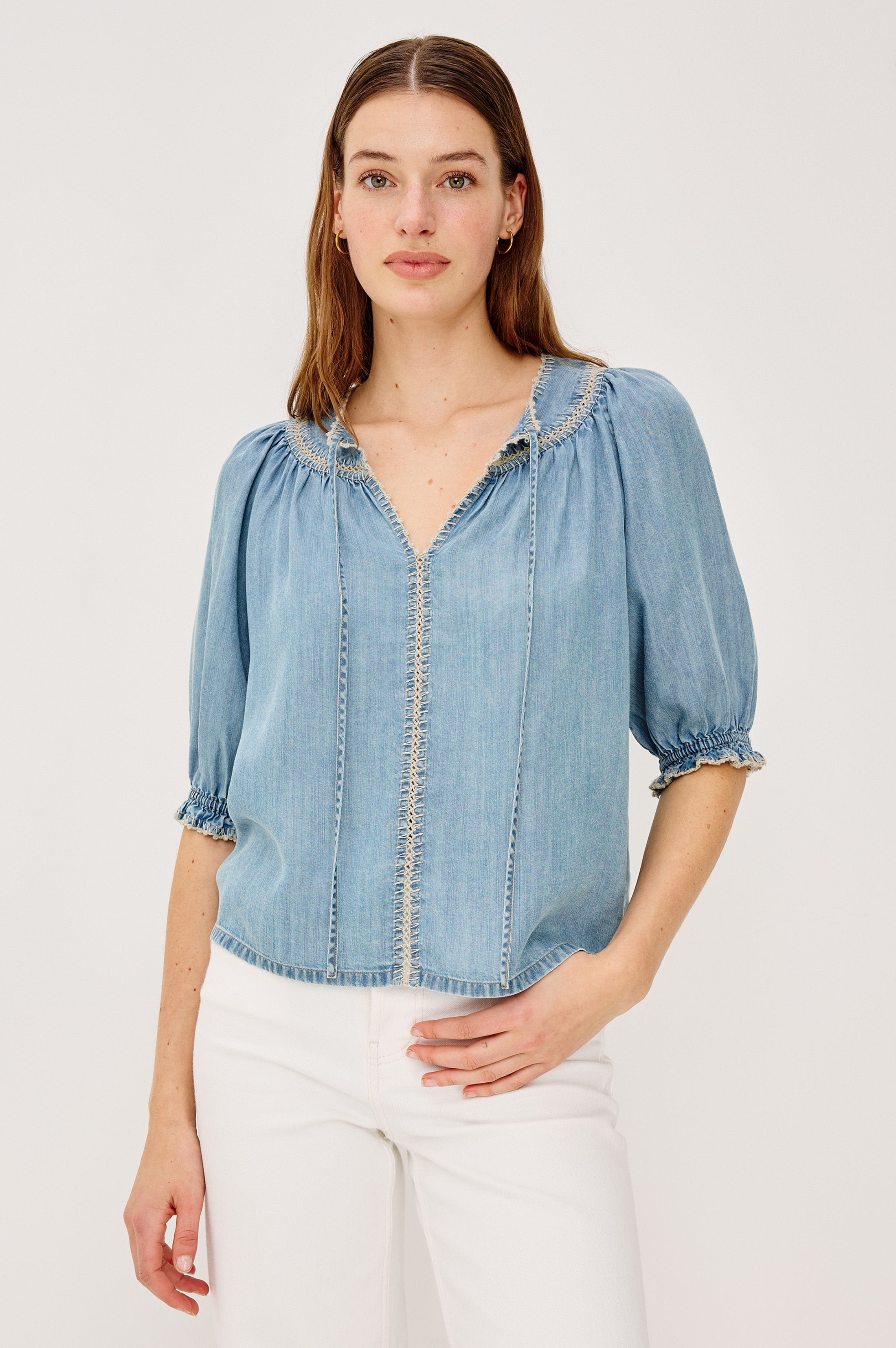 BELINA TOP - BLUE IKAT – Rails