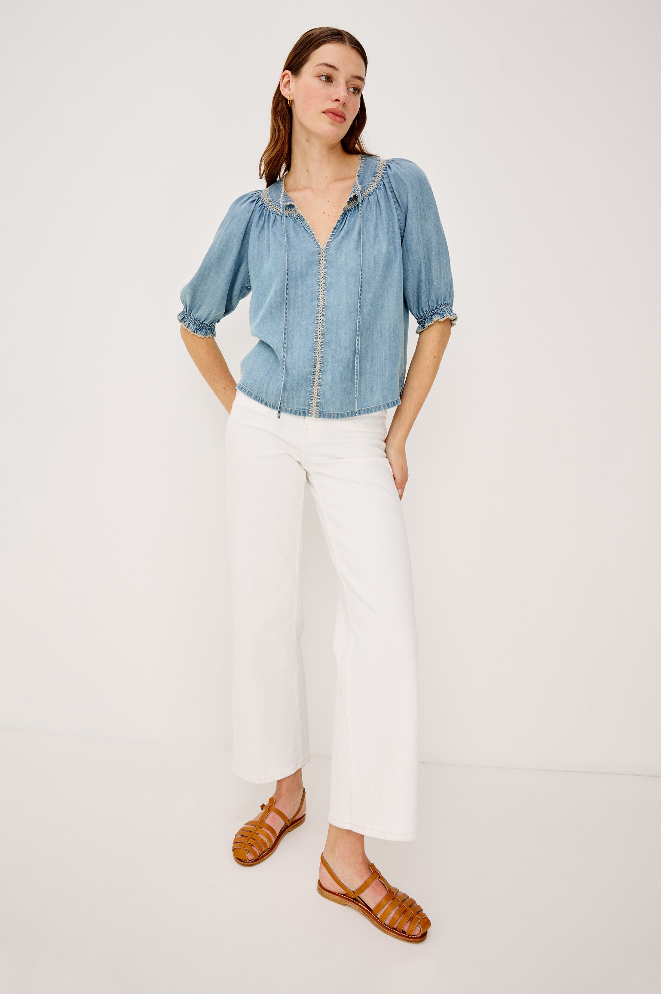 BELINA TOP - WASHED BLUE – Rails