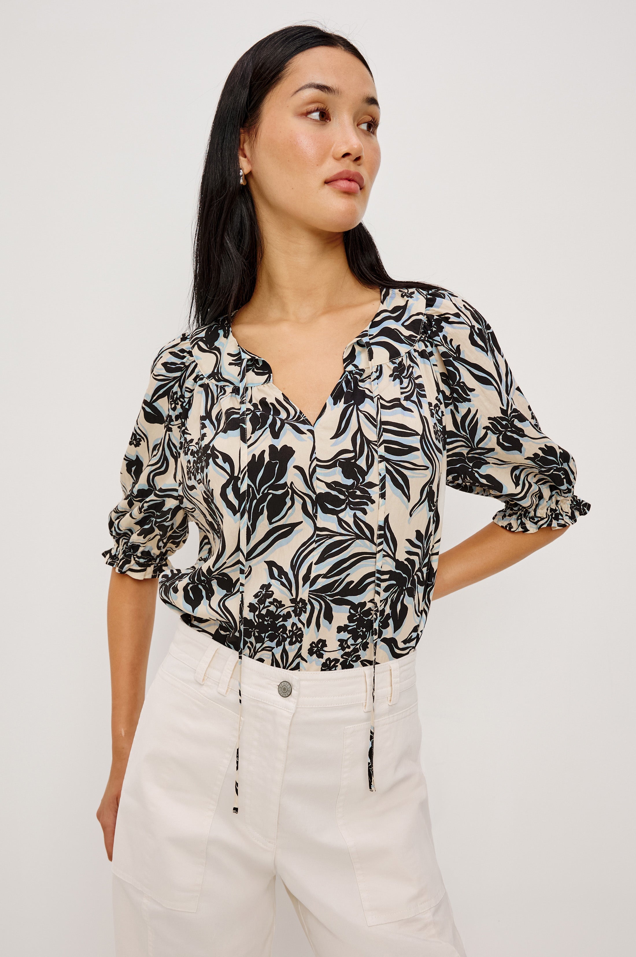 BELINA TOP - BLUE IKAT – Rails