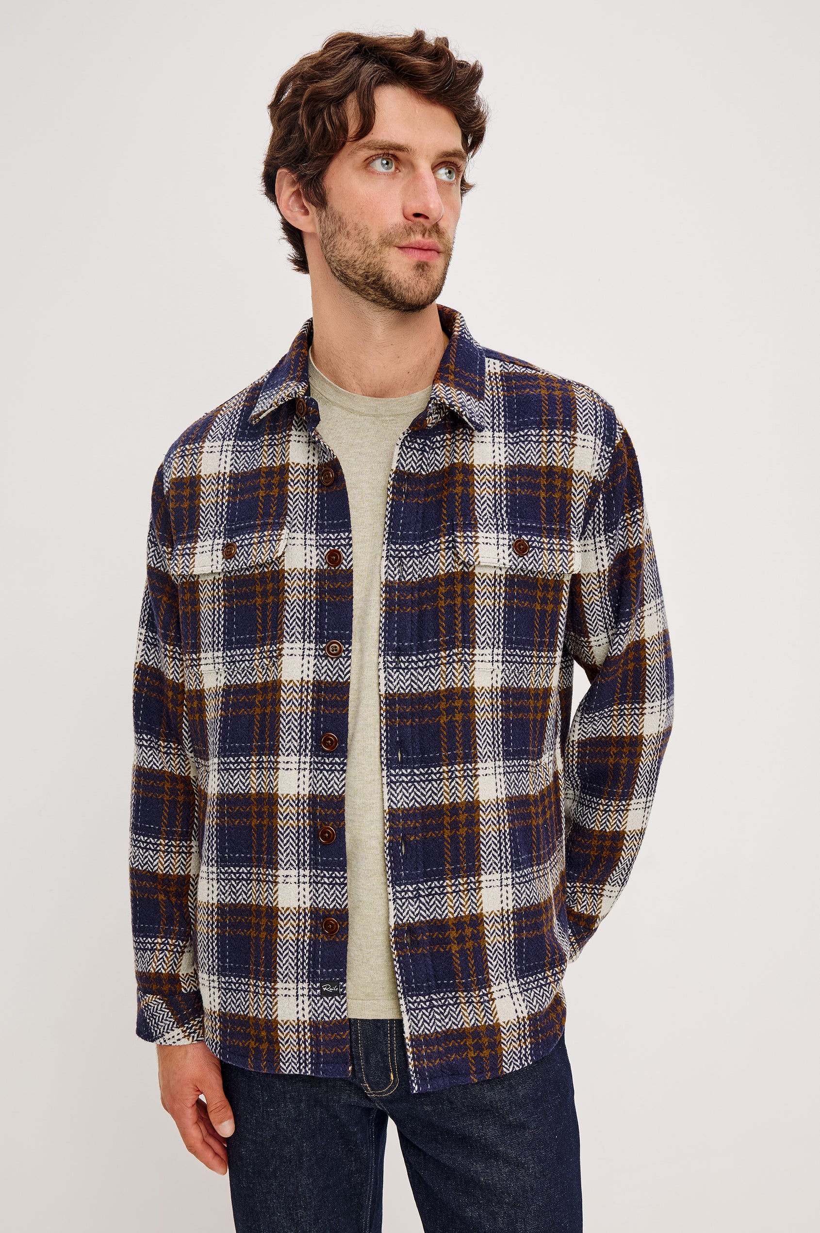 BERKSHIRE SHIRT JACKET - NAVY UMBER CREAM Rails BERKSHIRE SHIRT JACKET - NAVY UMBER CREAM Rails