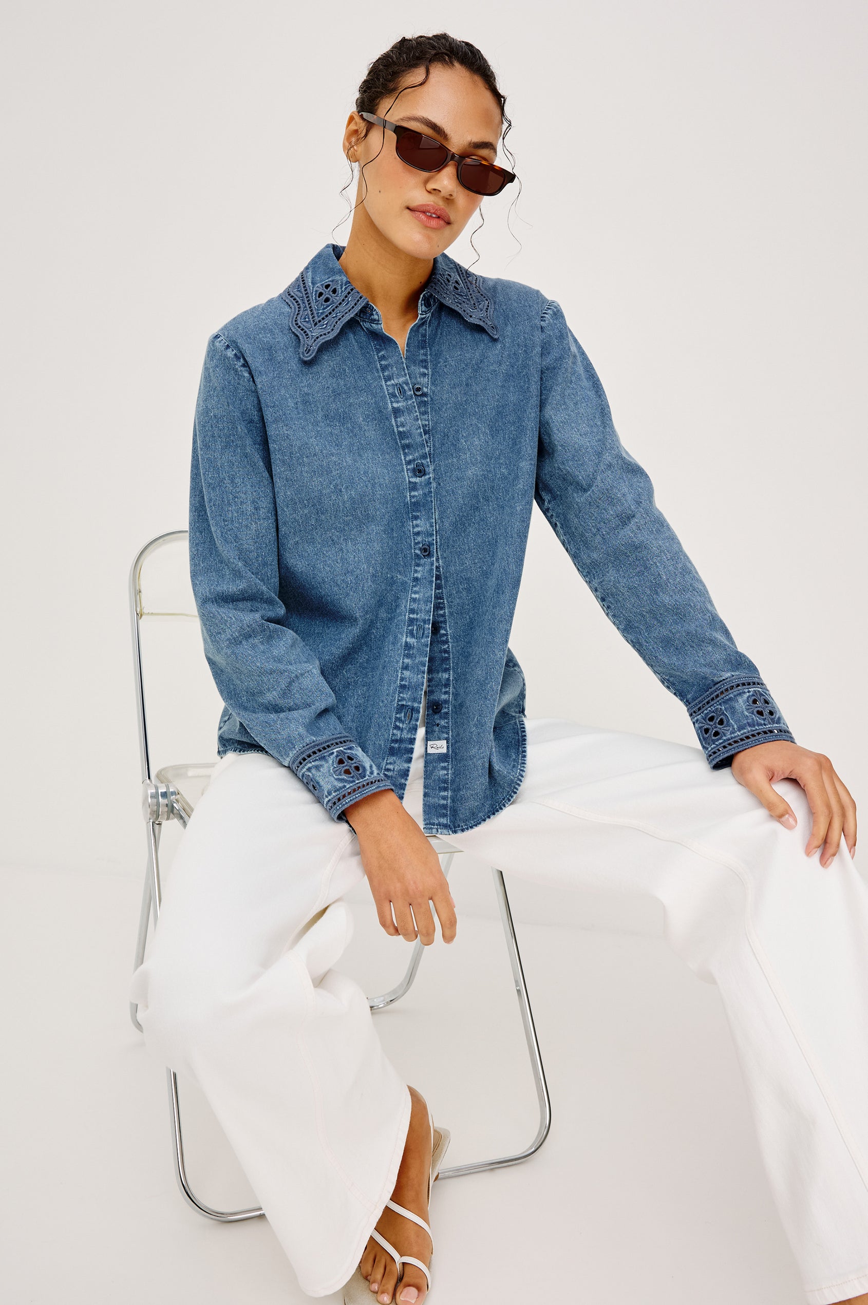 Rails Bethany Denim Top | Blue | Size L