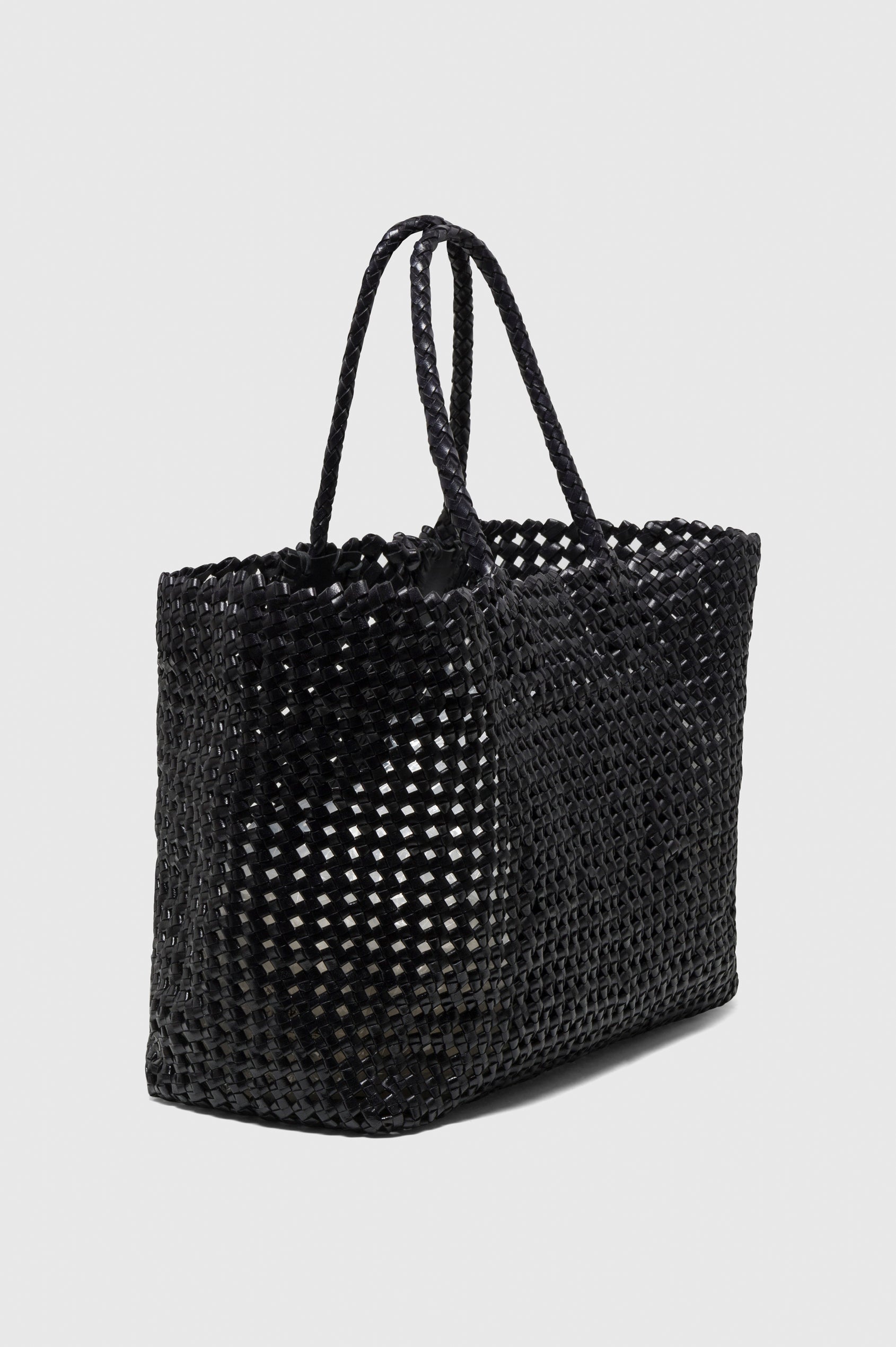 Brava oversized woven tote bag in Black - side view