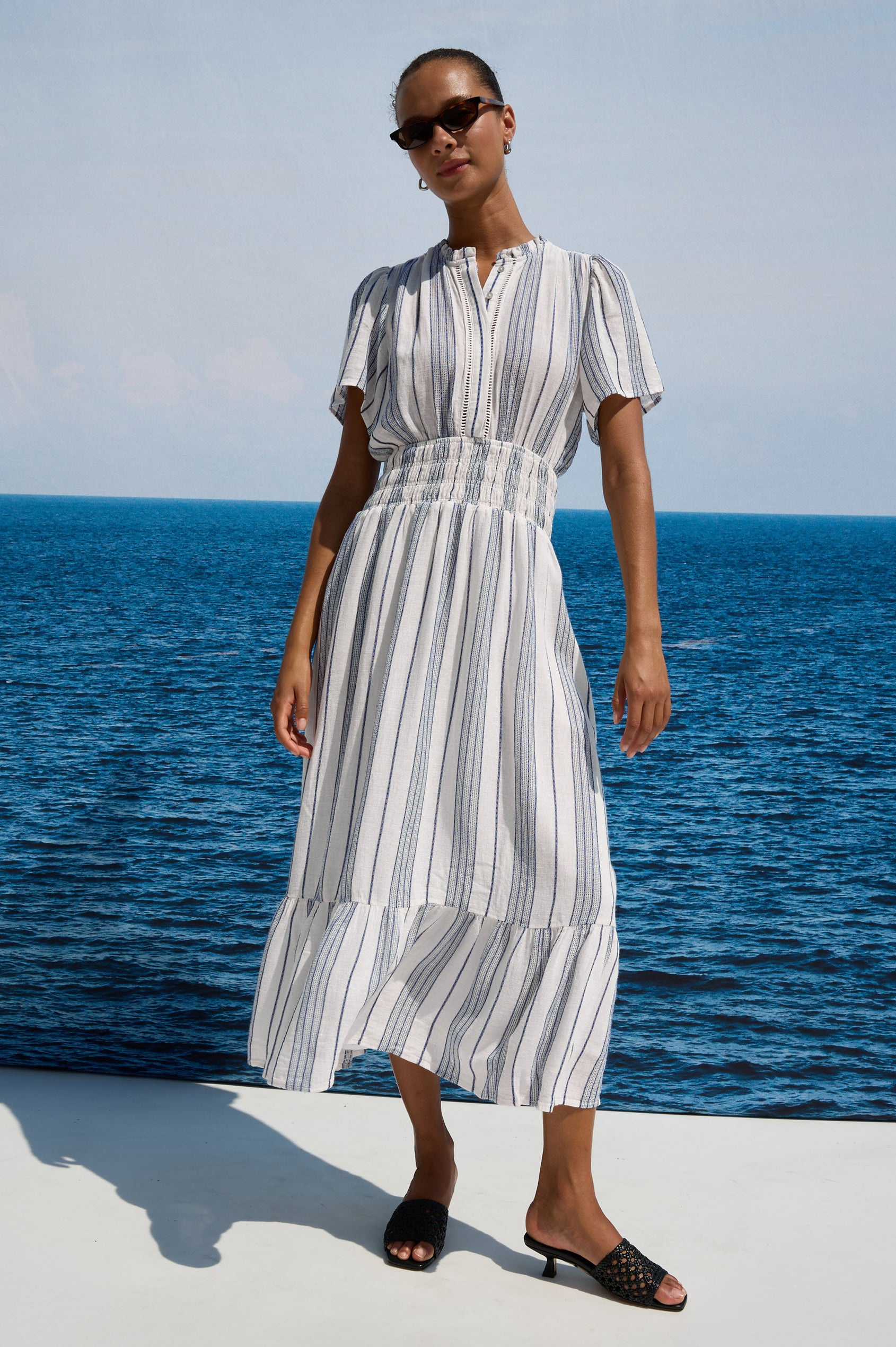 half short half long dress Wine Half Puff Sleeve Short Dress with Waist Tie