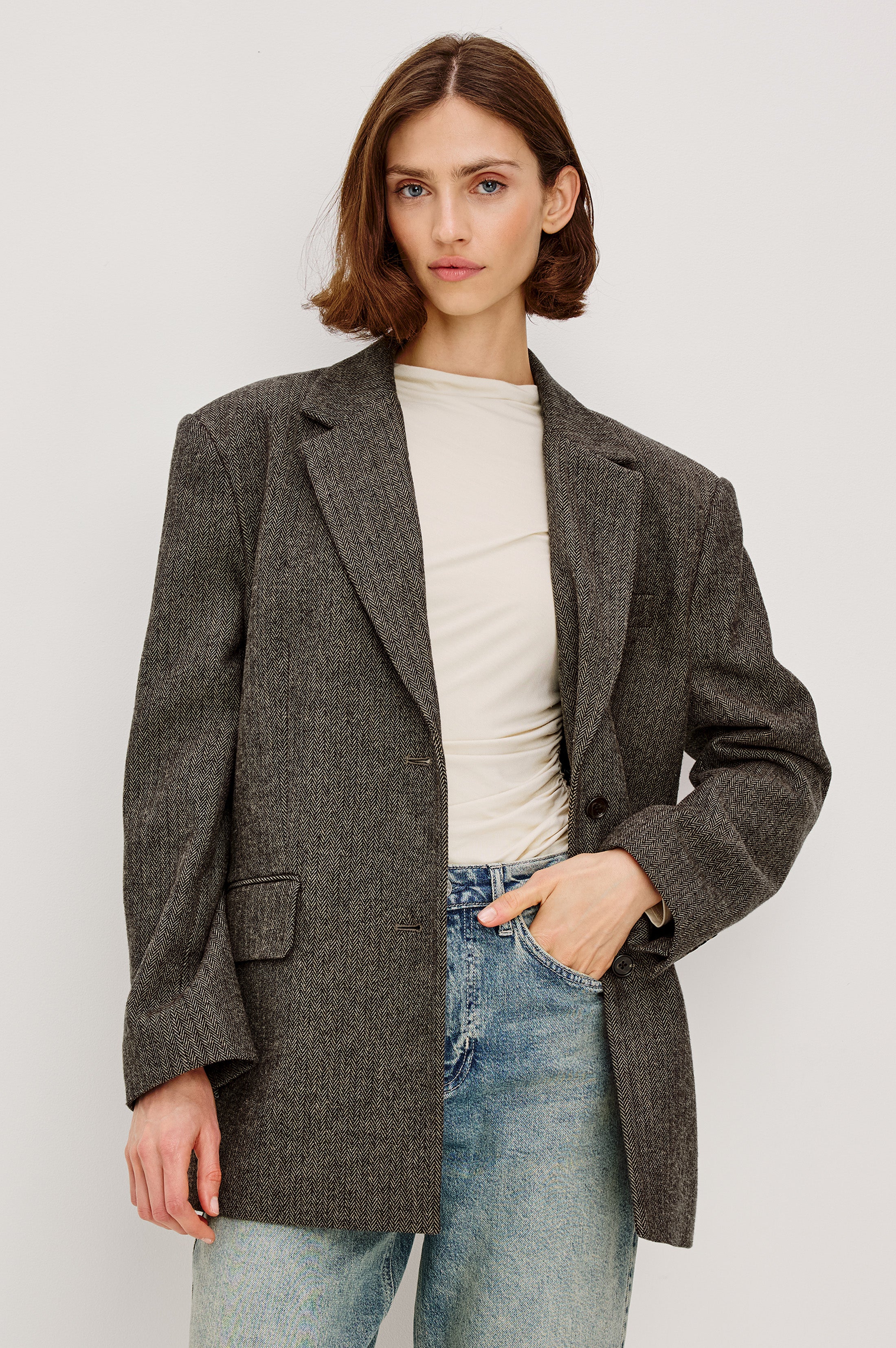 BRIDGES BLAZER - CAMEL BLACK HERRINGBONE – Rails