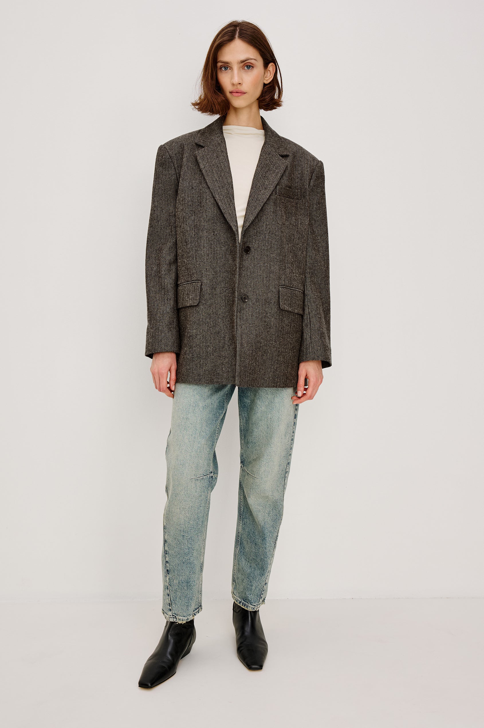 BRIDGES BLAZER - CAMEL BLACK HERRINGBONE