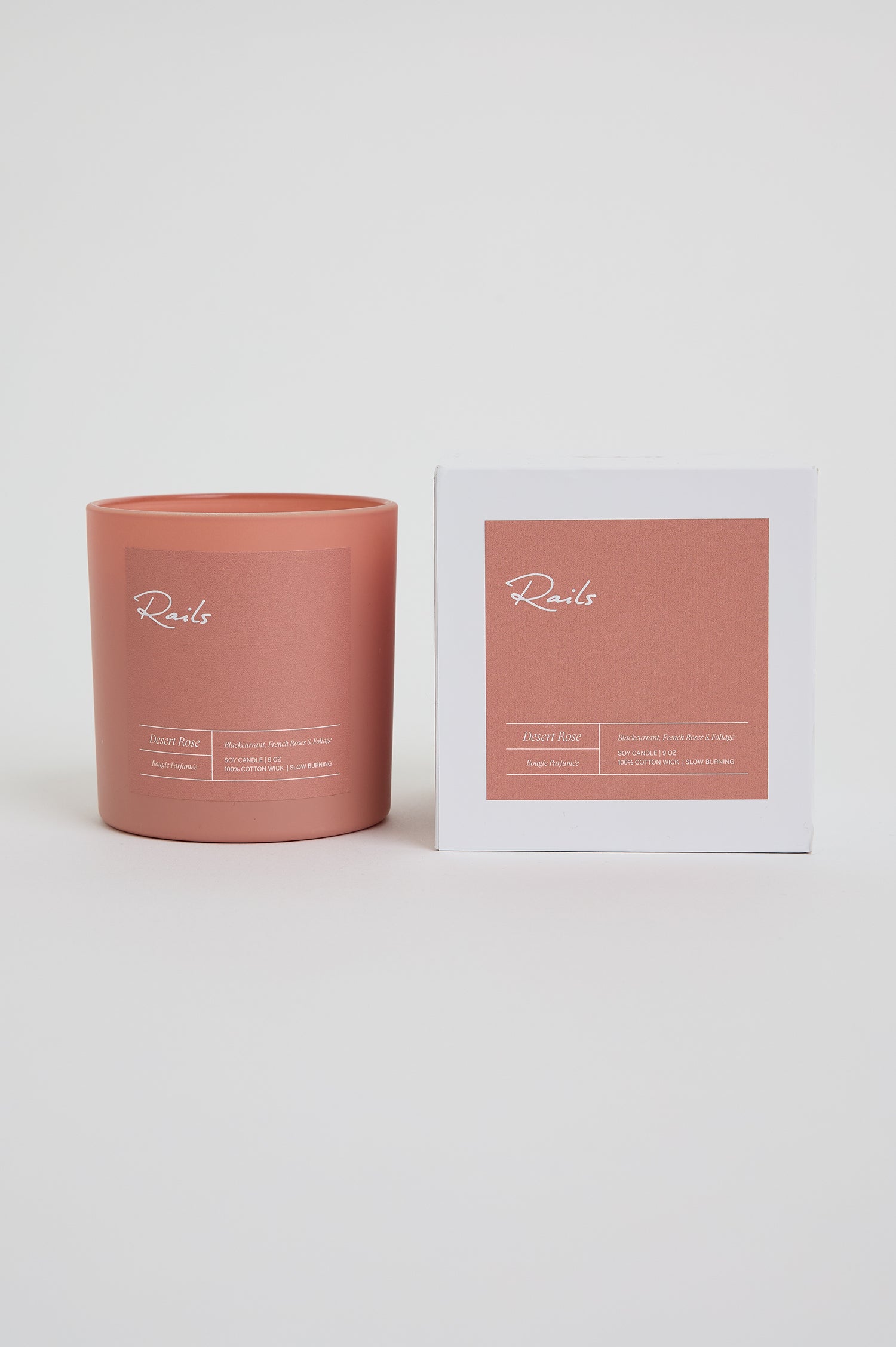 9 oz. Desert Rose Soy Candle With Floral Fragrance, Black Currant, French Roses, and Foliage Notes, Cotton Wick, and Hand-Poured in the USA - Product View Featured.