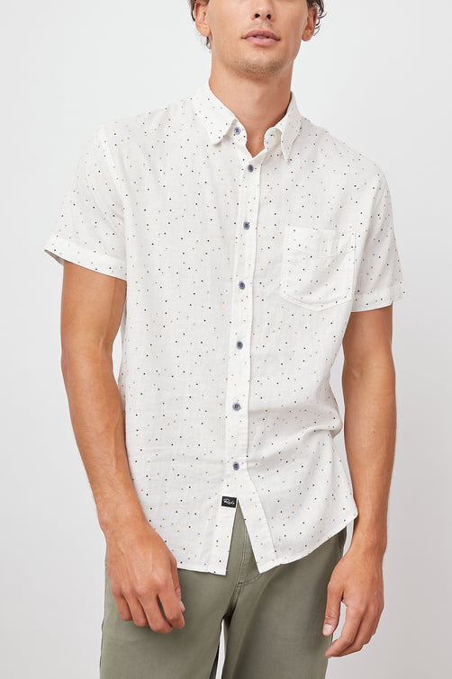 CARSON TRIANGLE GEO BUTTON DOWN SHORT SLEEVE SHIRT- FRONT