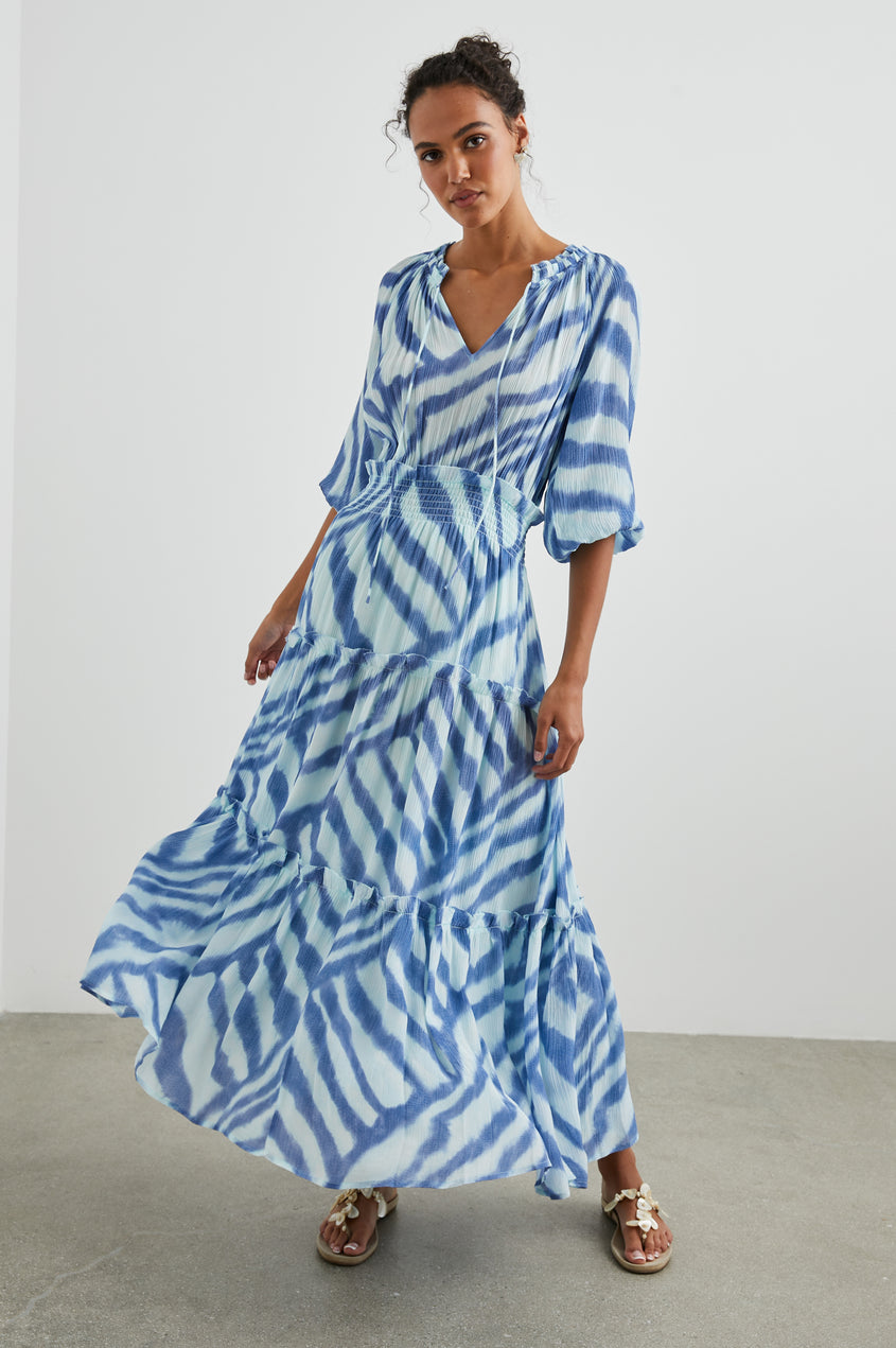 CATERINE DRESS BLUE WATERCOLOR STRIPES Rails