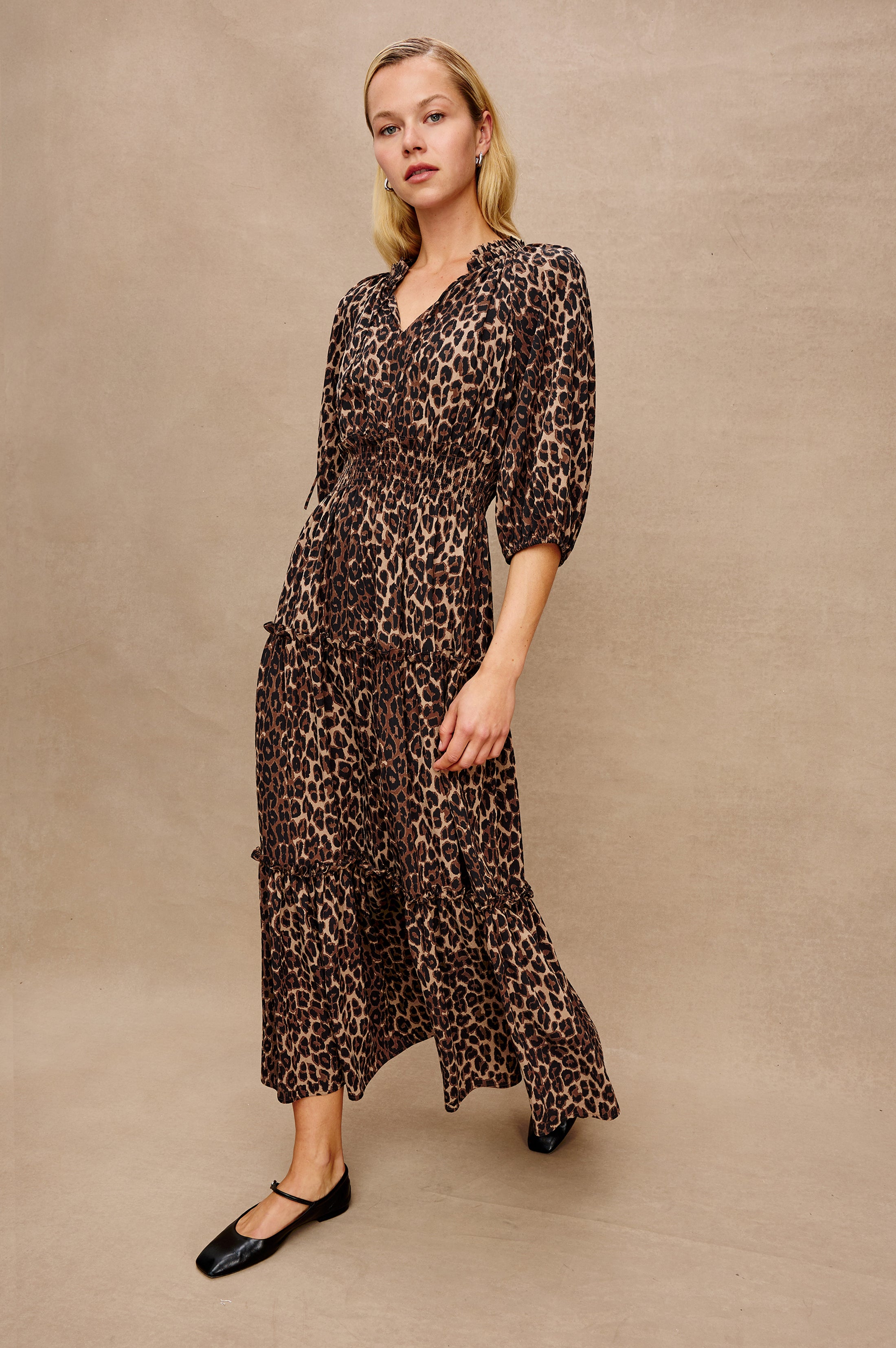 brown print midi dress Whistles Polka Dot Print Midi Dress Brown/Multi Size 2