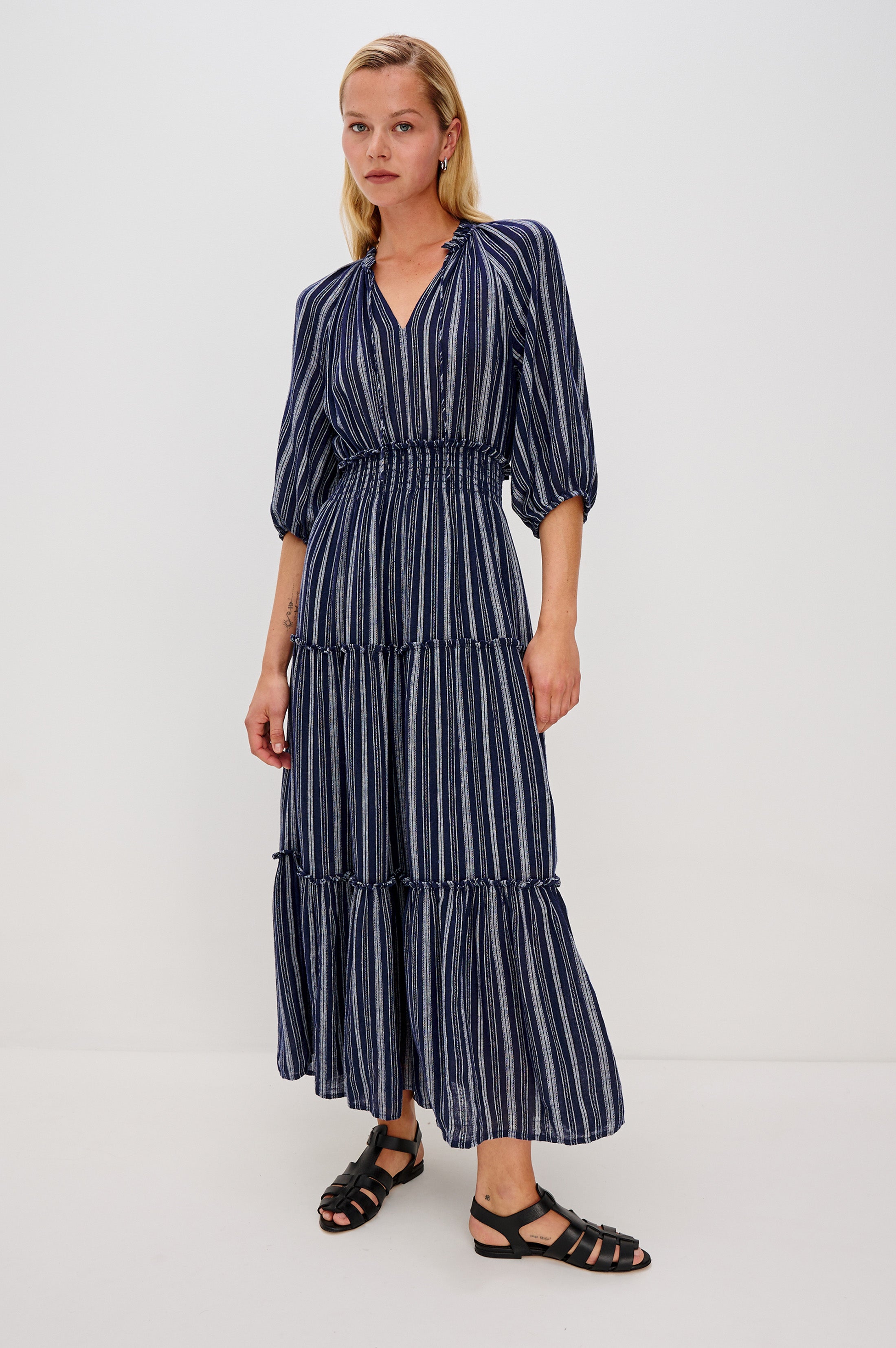 knee length dresses for ladies Stripe Organza Gown – BCBGMAXAZRIA