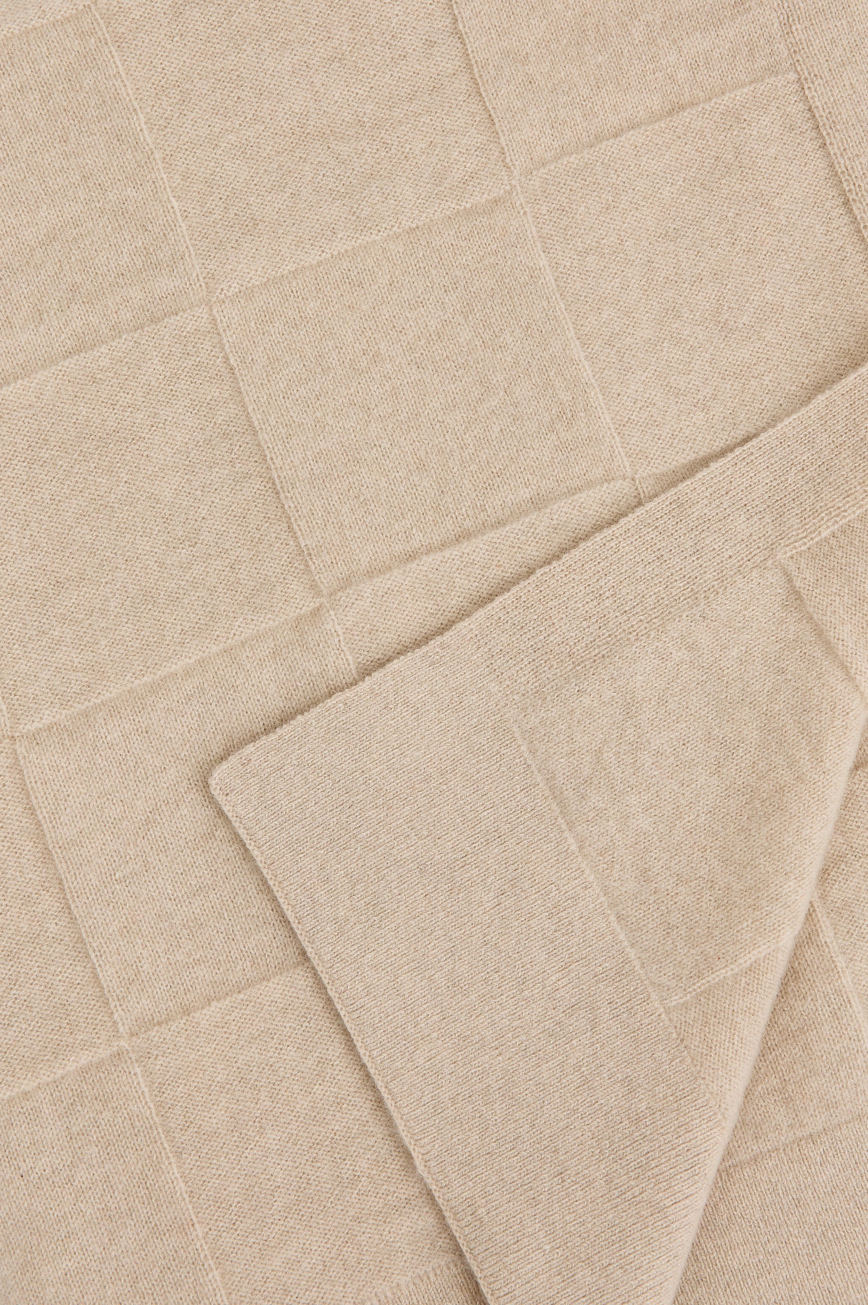 Cashmere Throw with a Quilted Knit in Alabaster Colorway - Close up View