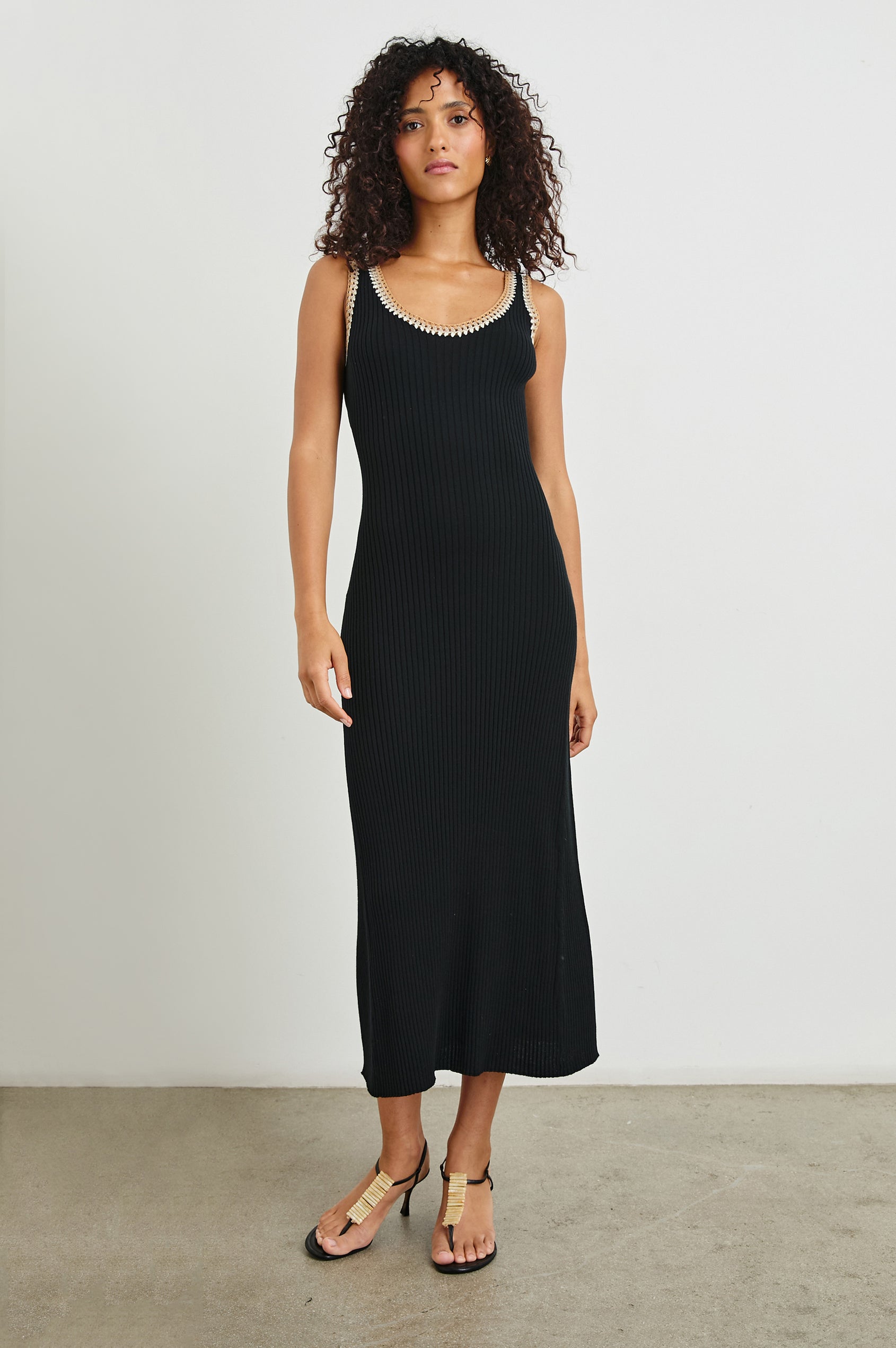 black ribbed scoop neck midi dress Long Sleeve Ribbed Scoop Neck Dress