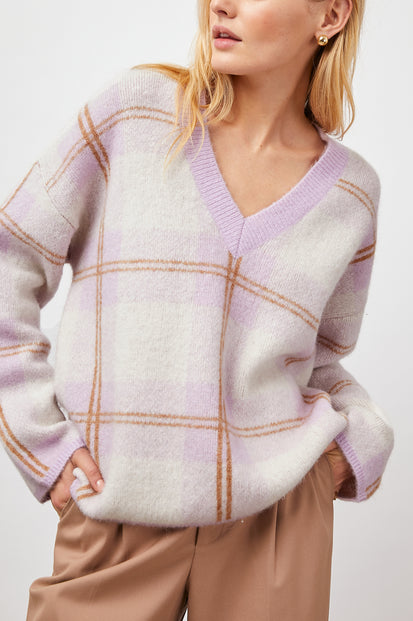 COLLEEN SWEATER - LILAC PLAID