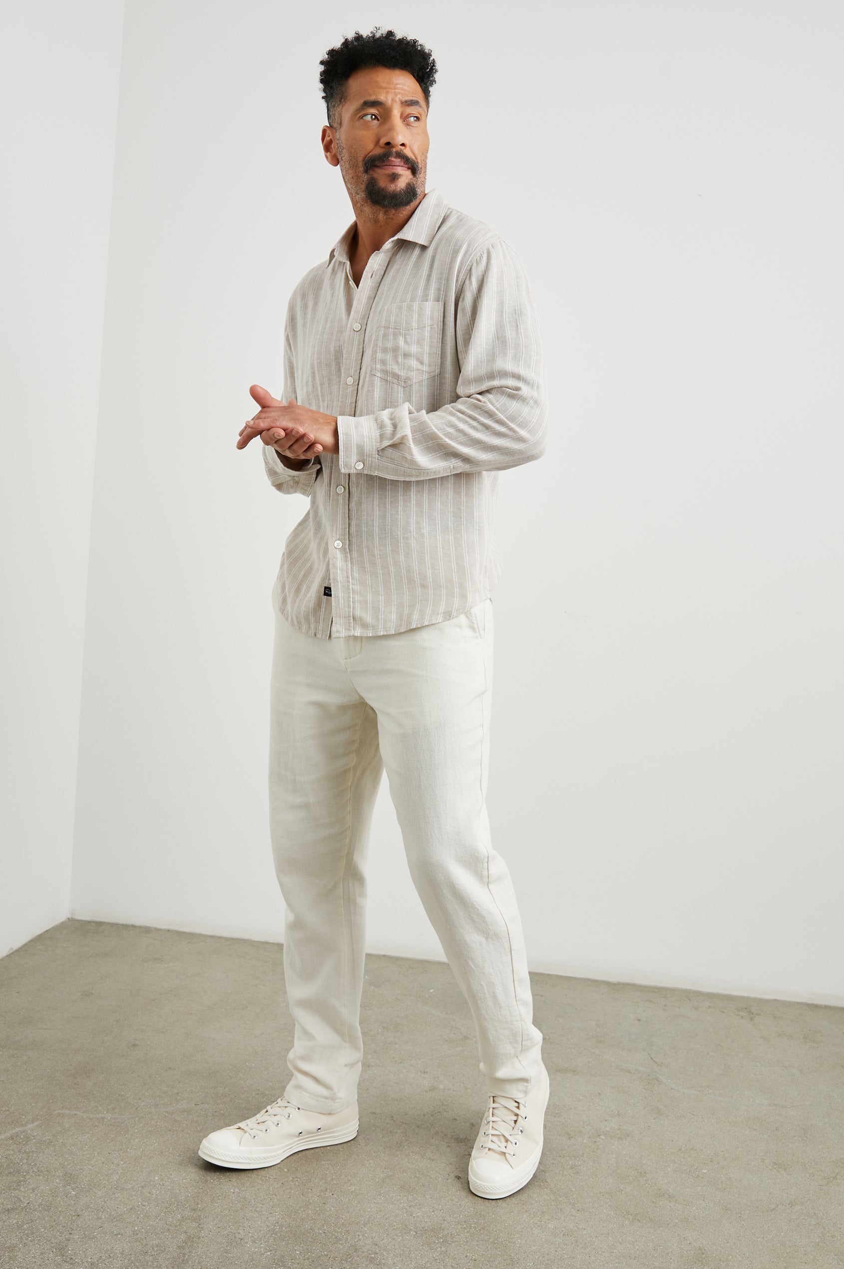 CONNOR SHIRT - GHURKA WHITE PINSTRIPE
