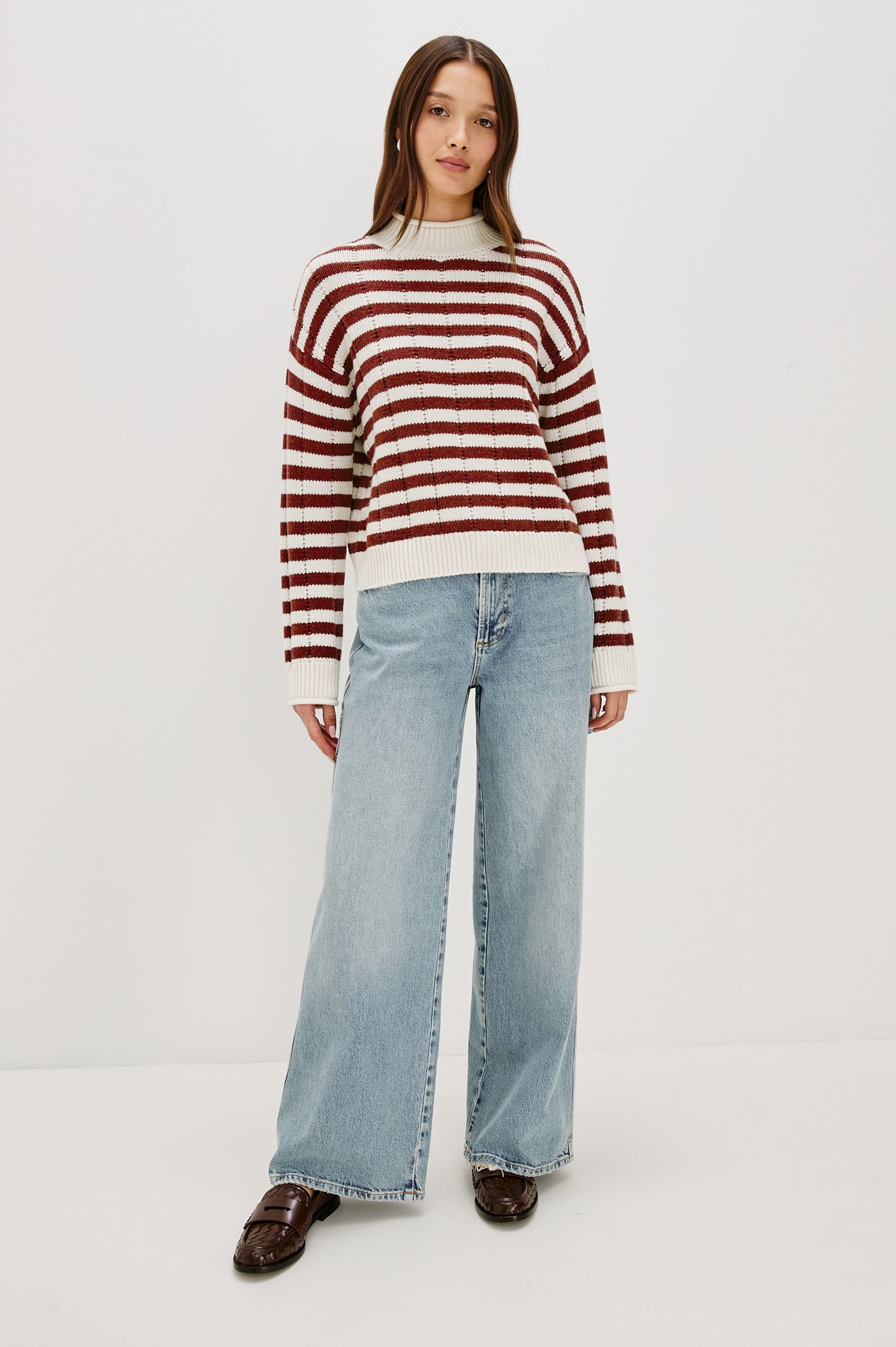 CORRINE SWEATER - IVORY RUSSET STRIPE