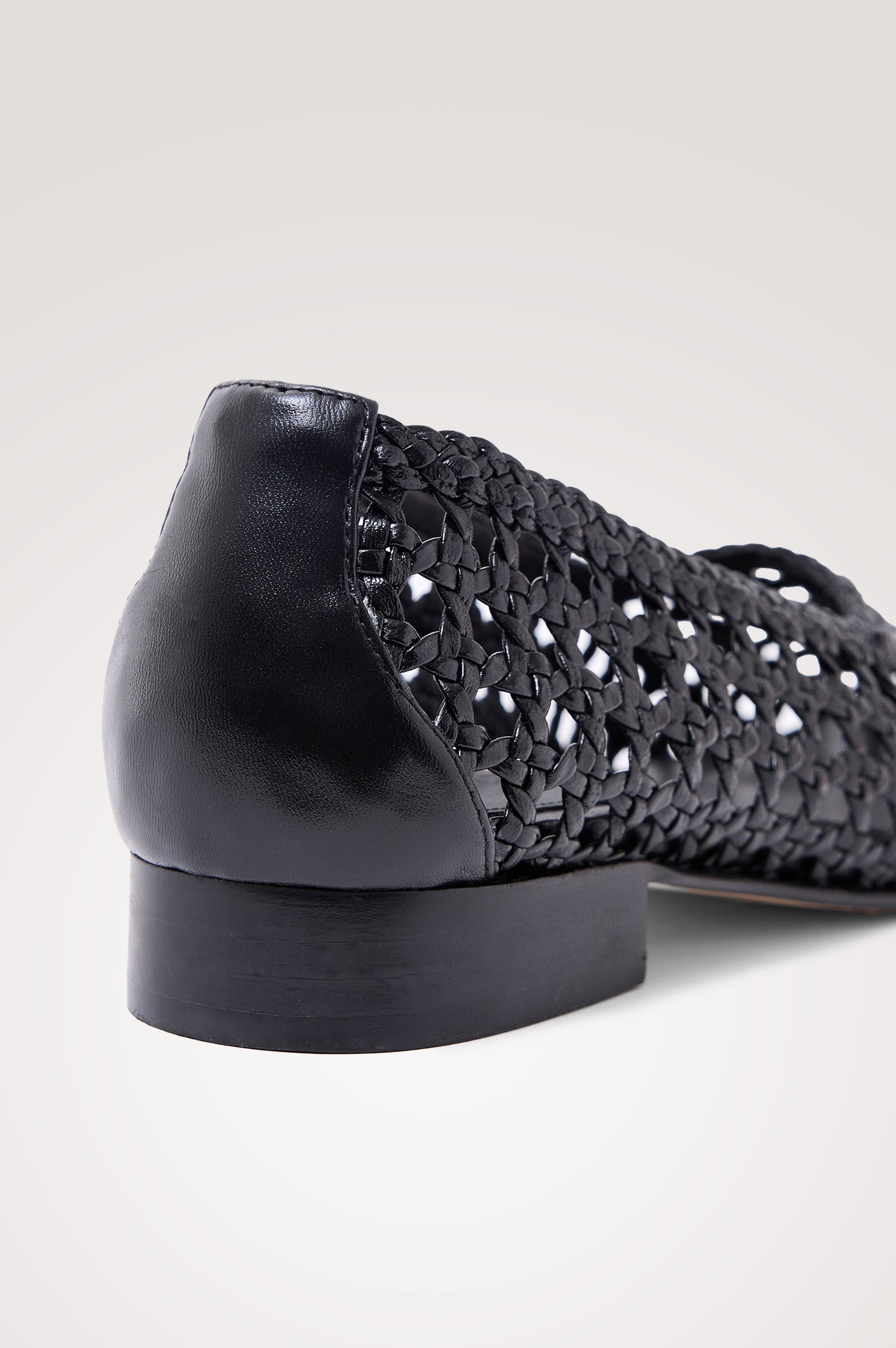 Cortona Ballet Flat in Woven Leather With Square Toe in Tomato Colorway - Back View Featured