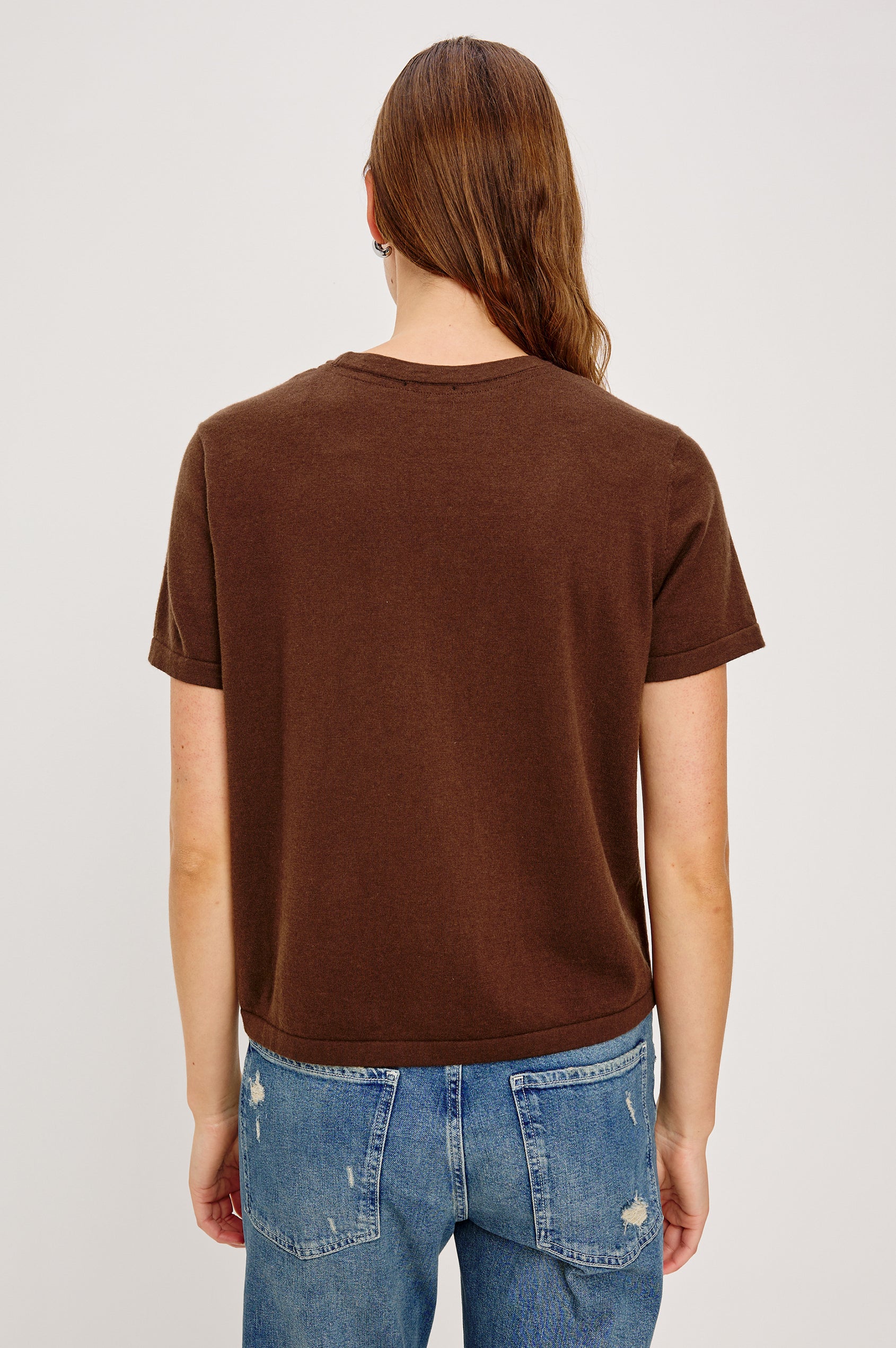 COTTON CASHMERE T-SHIRT - ESPRESSO
