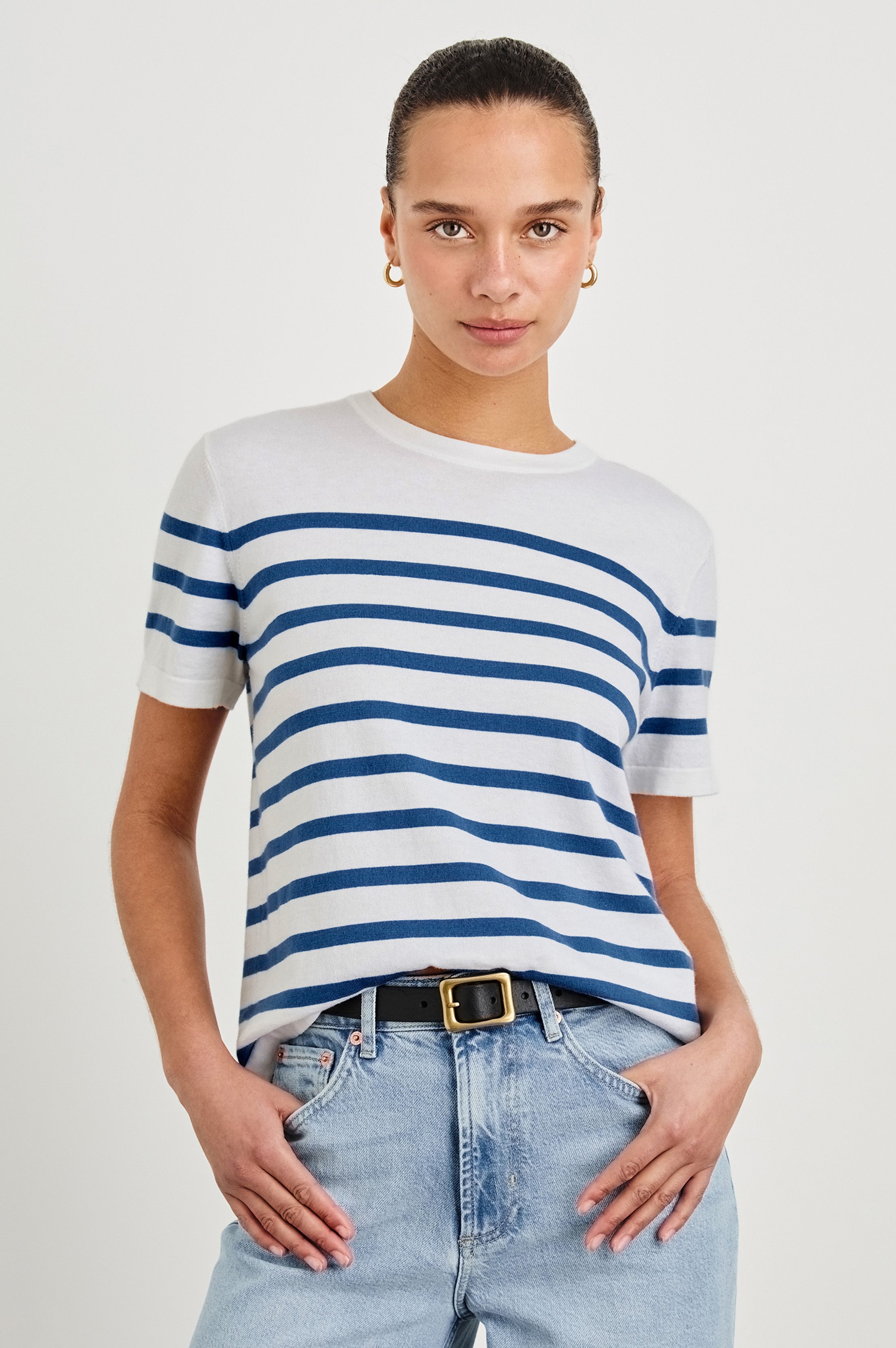 COTTON CASHMERE T-SHIRT SAILOR STRIPE