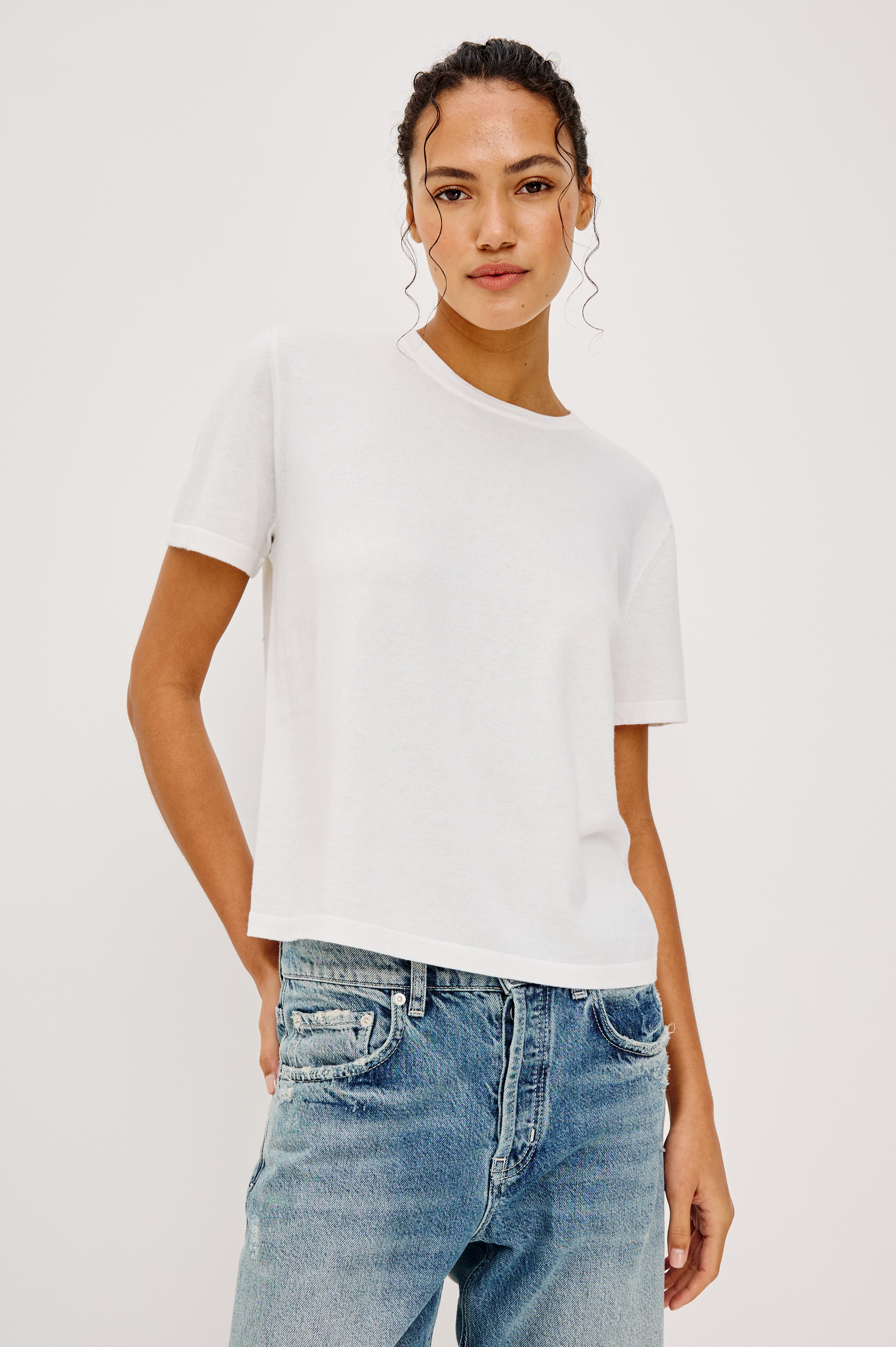 COTTON CASHMERE T-SHIRT - WHITE – Rails