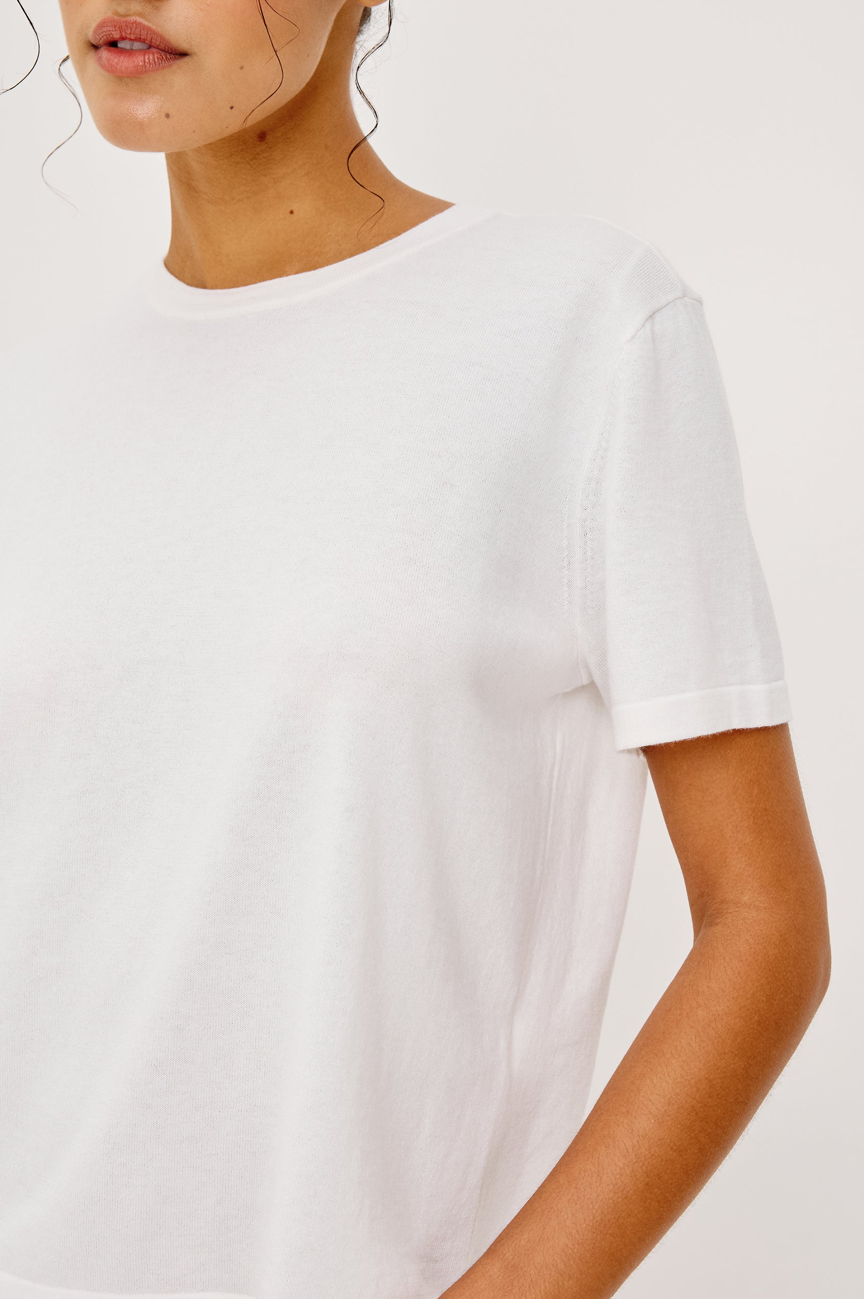 COTTON CASHMERE T-SHIRT - WHITE