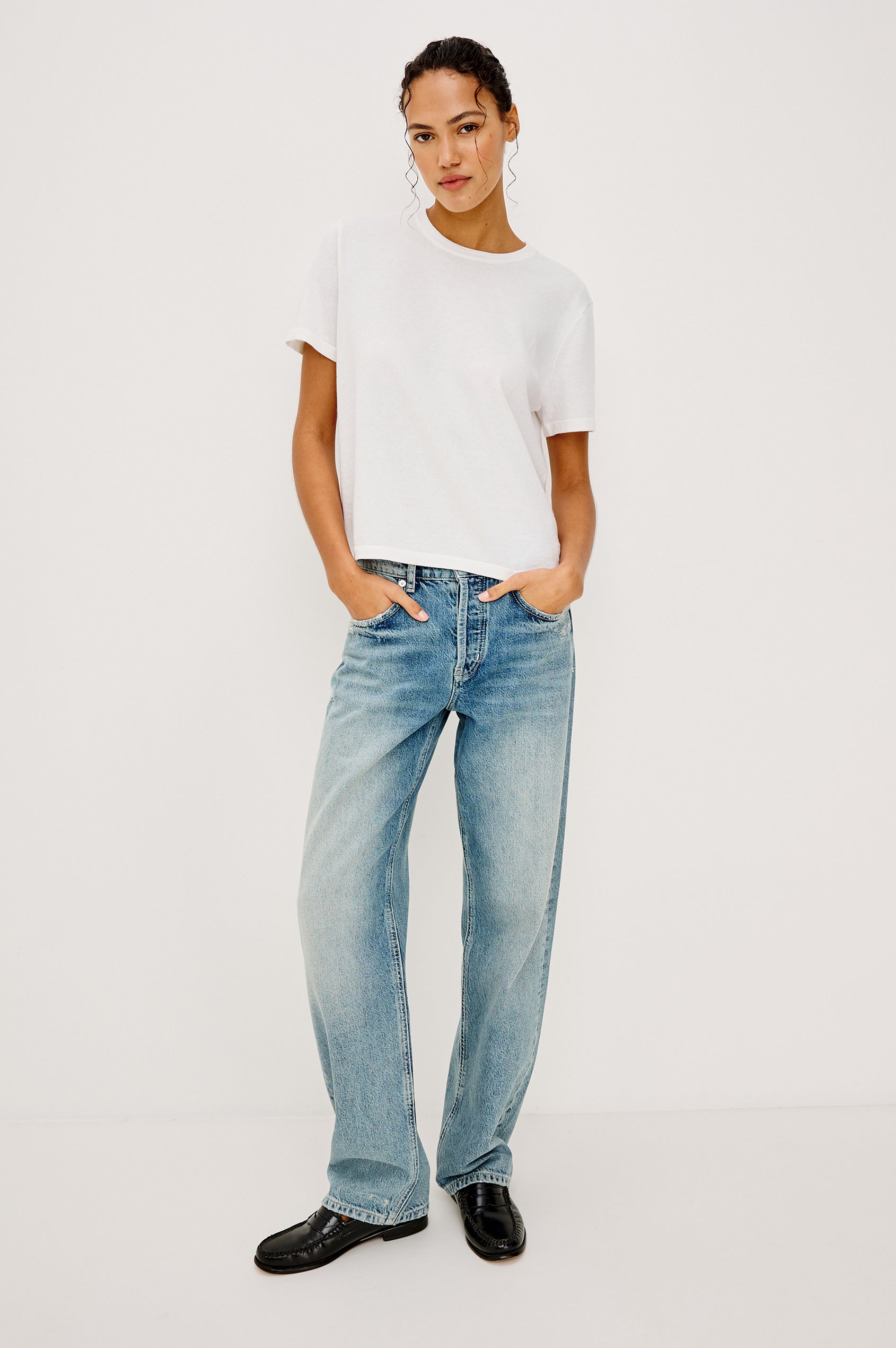 COTTON CASHMERE T-SHIRT - WHITE