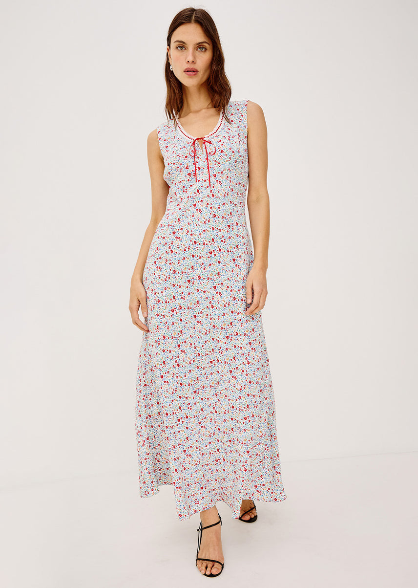 Women in a floral maxi dress 