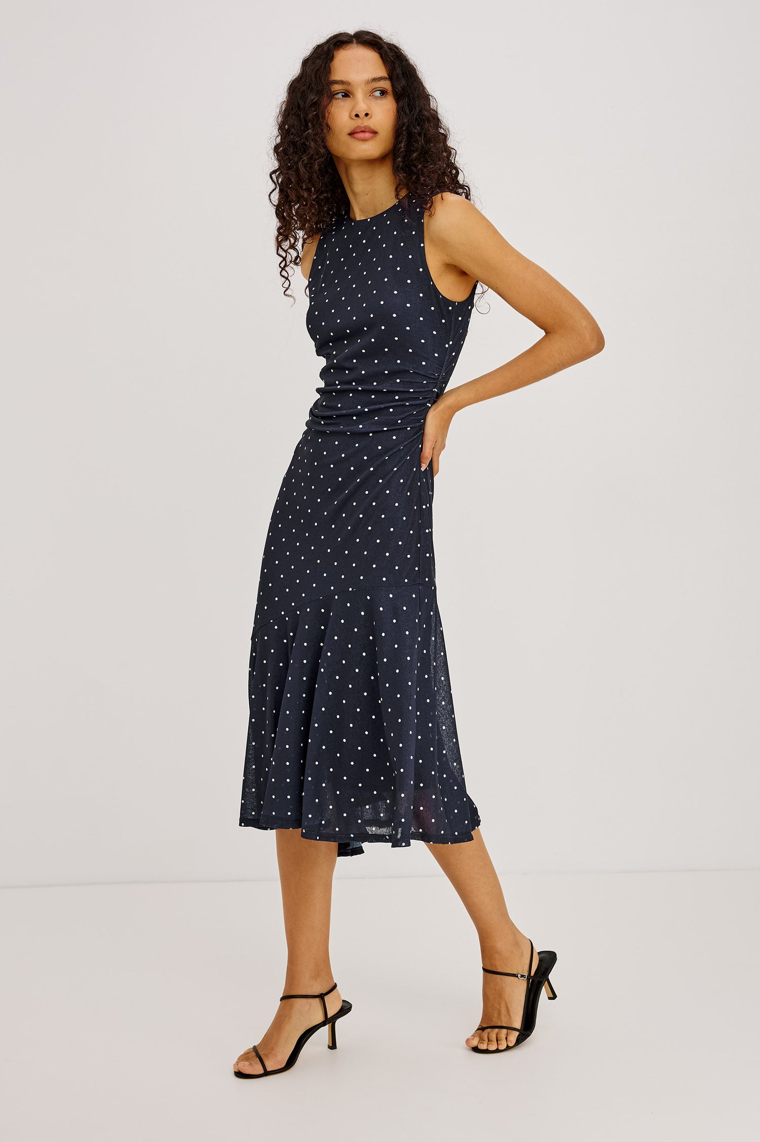 high waisted dress Shona Joy - Clemence Neck Midi - Cream Please kindly see the pic 5 **Model size Sleeveless High Neck Midi Dress