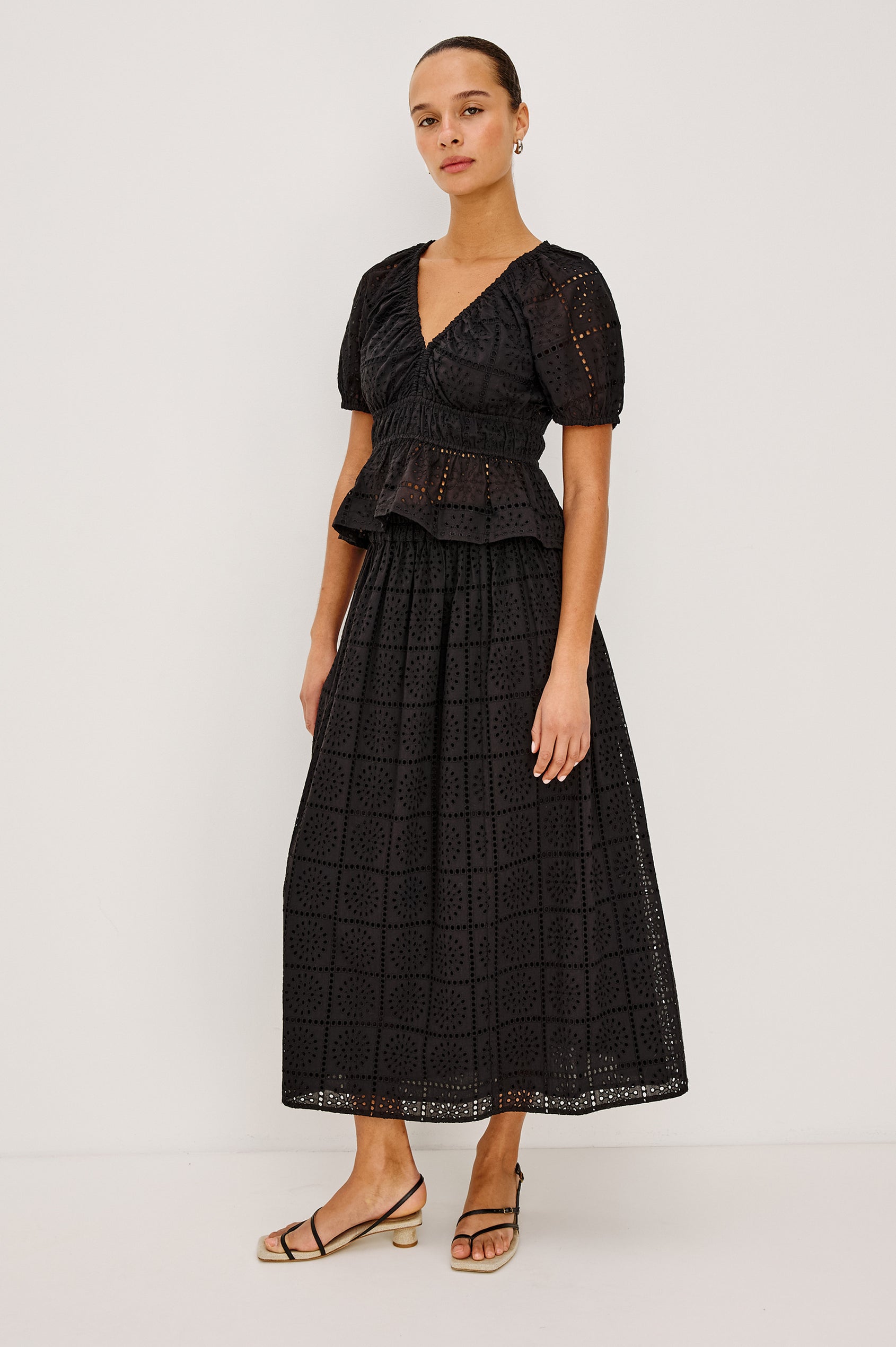 Rails | Dax Skirt - Black Grid Embroidery | Premium Cotton | Size XXS