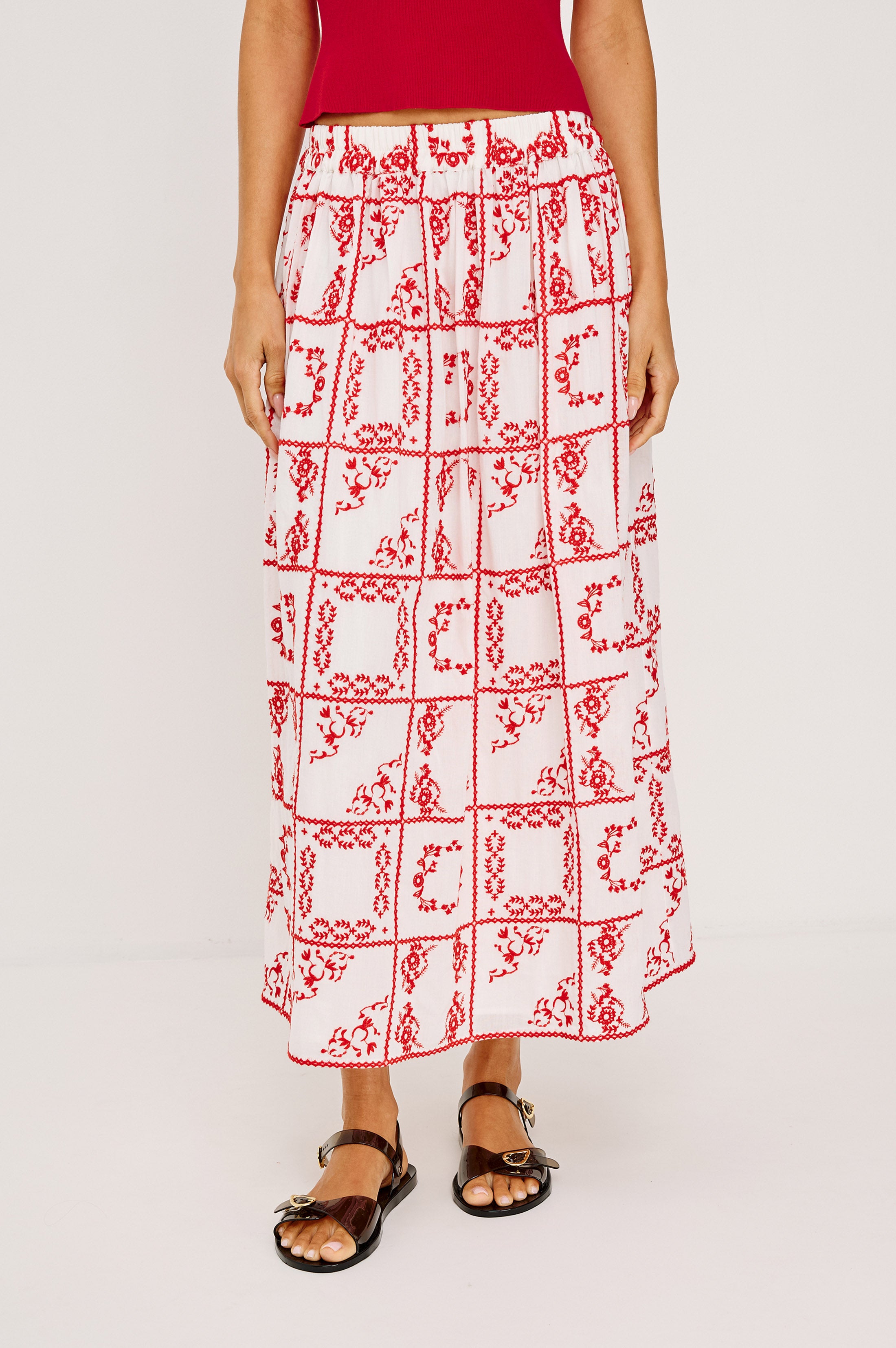 DAX SKIRT - IVORY RED HANDKERCHIEF – Rails