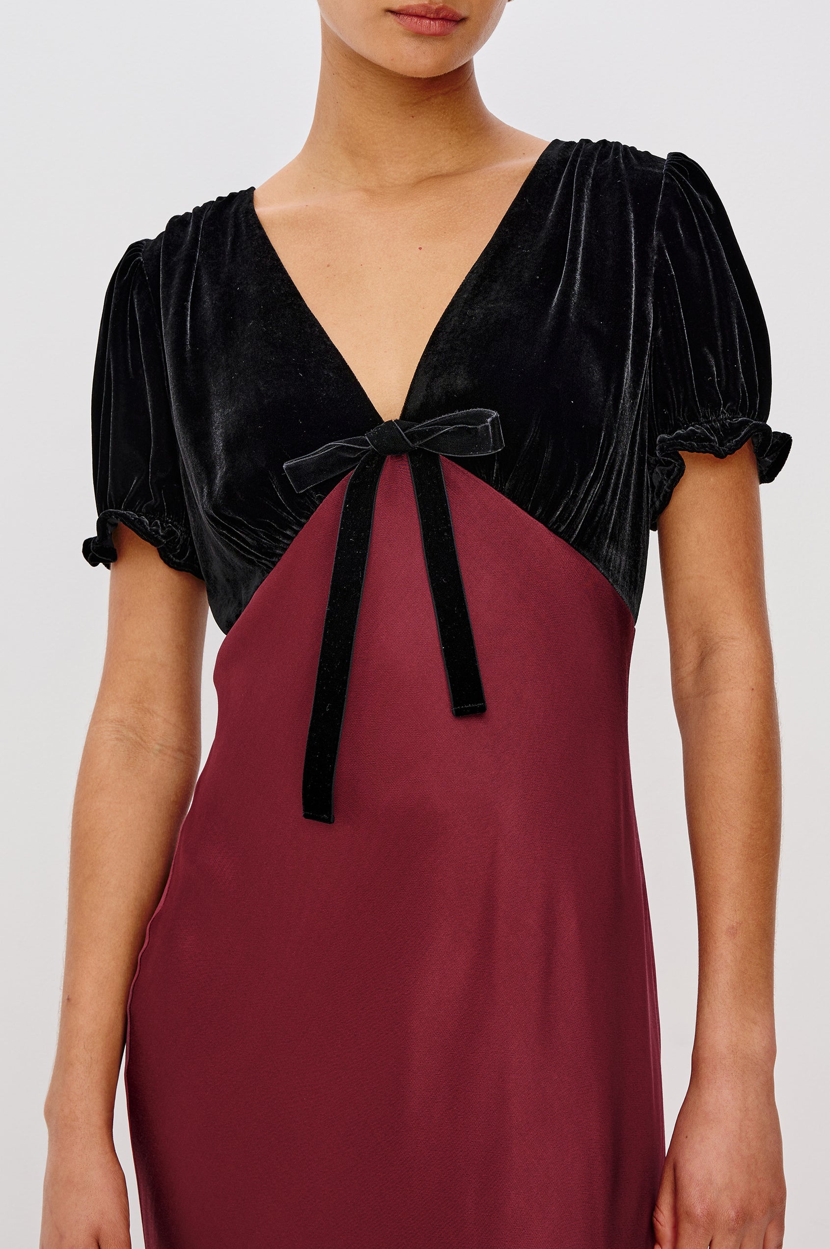 Rails Dory Velvet Shrug Satin Dress - Garnet Rails Dory Velvet Shrug Satin Dress - Garnet