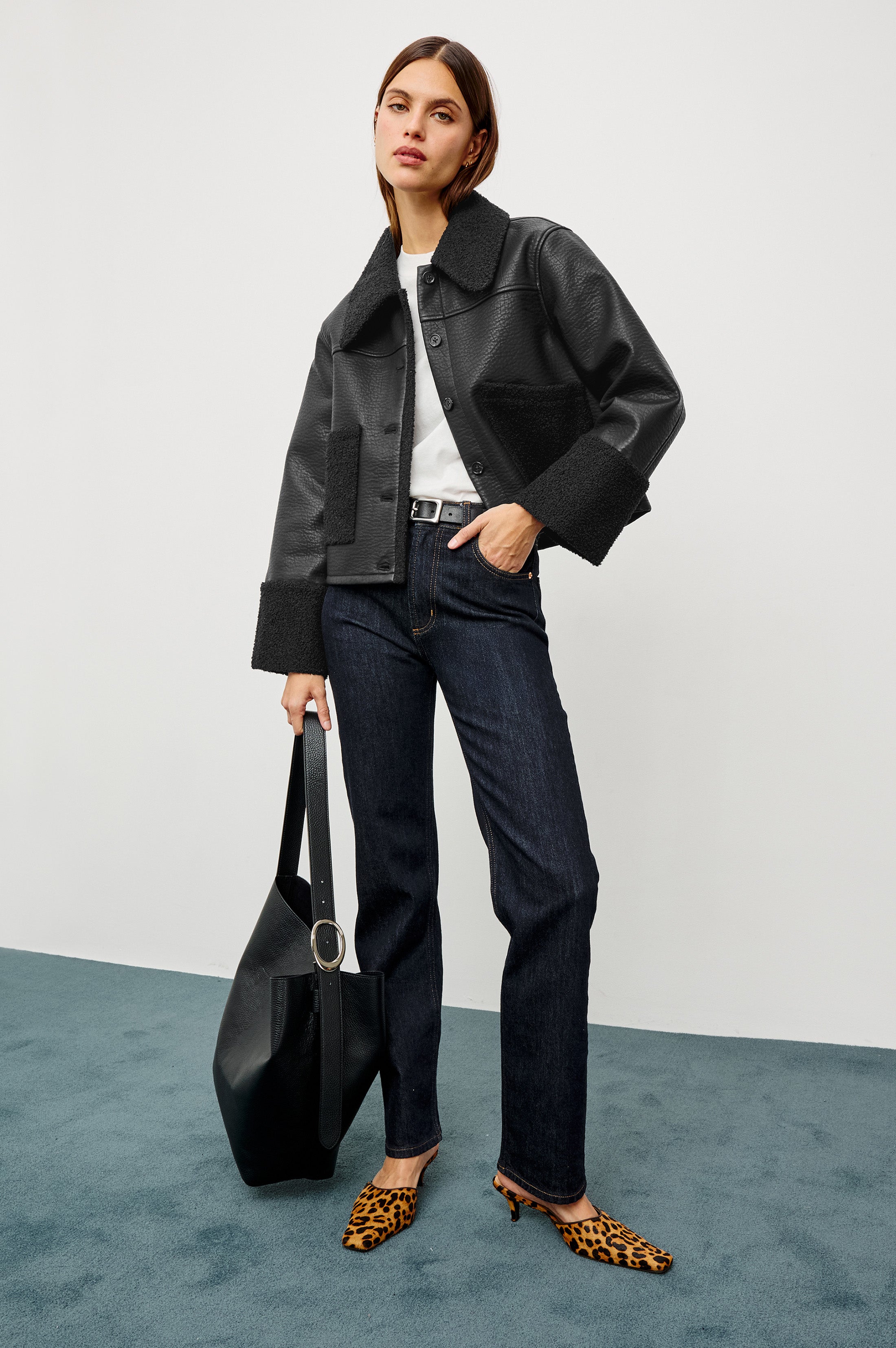DRIA JACKET - BLACK SHEARLING – Rails