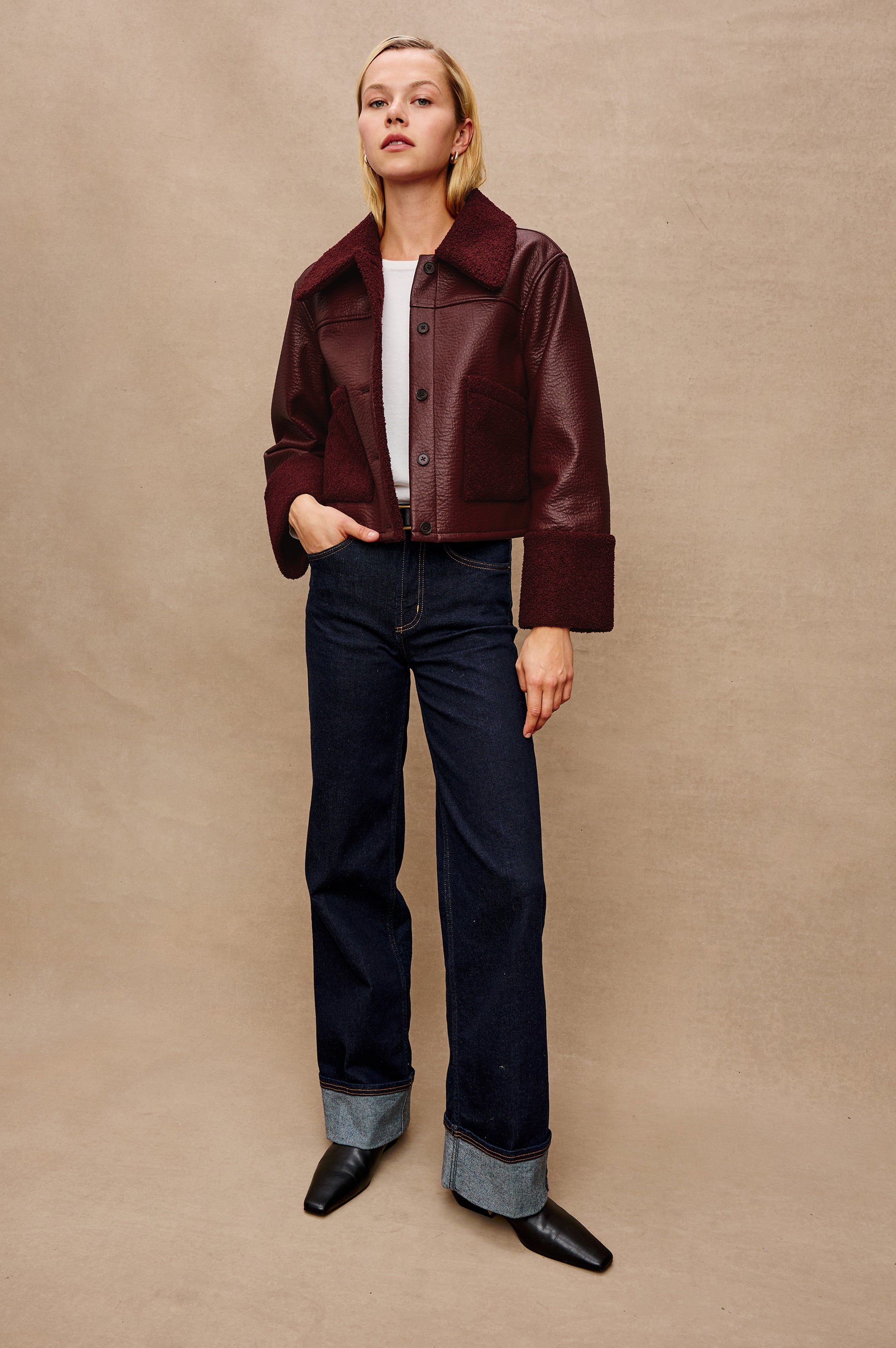 DRIA JACKET - MAROON SHEARLING – Rails