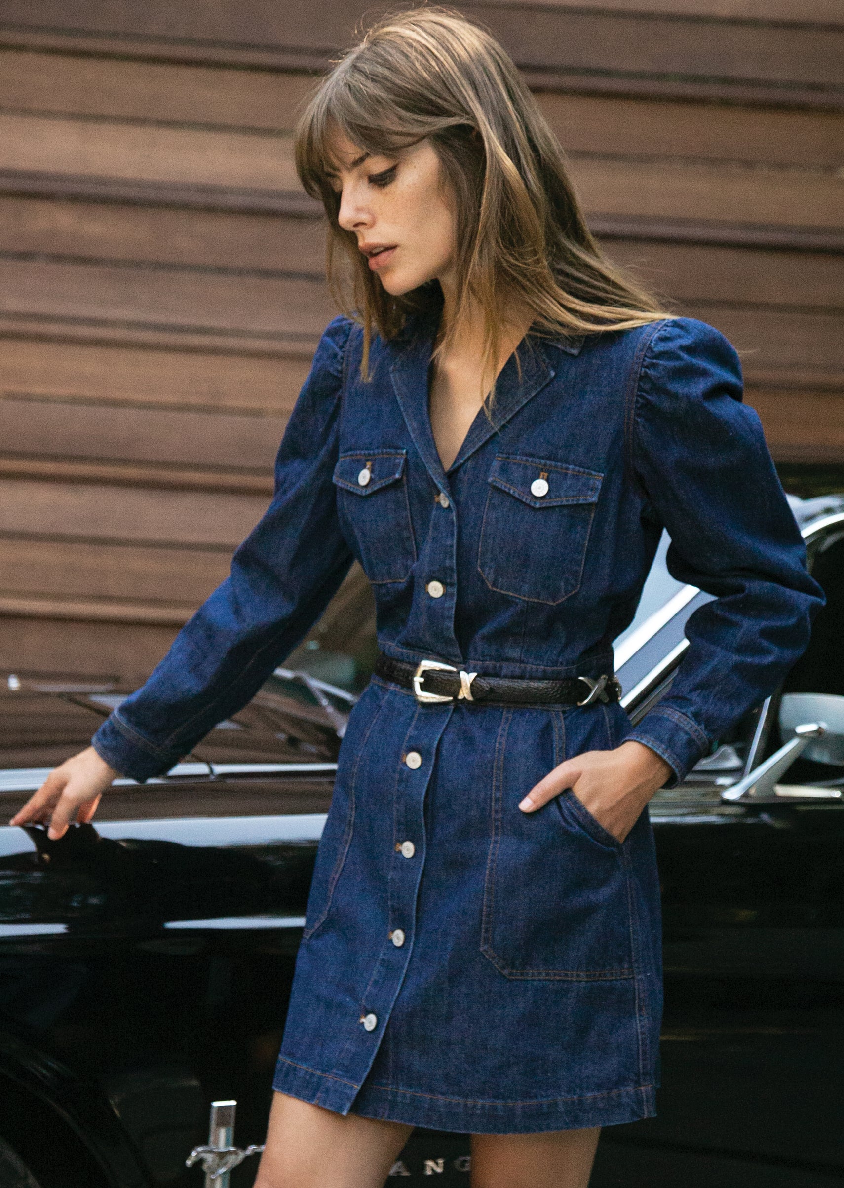 FRONT FULL BODY EDITORIAL IMAGE OF MODEL WEARING GRIFFITH DRESS