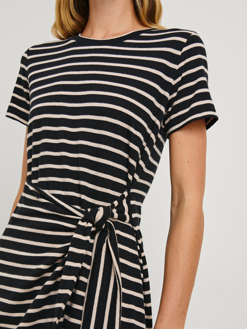 Edie - Ivory Navy Micro Stripe