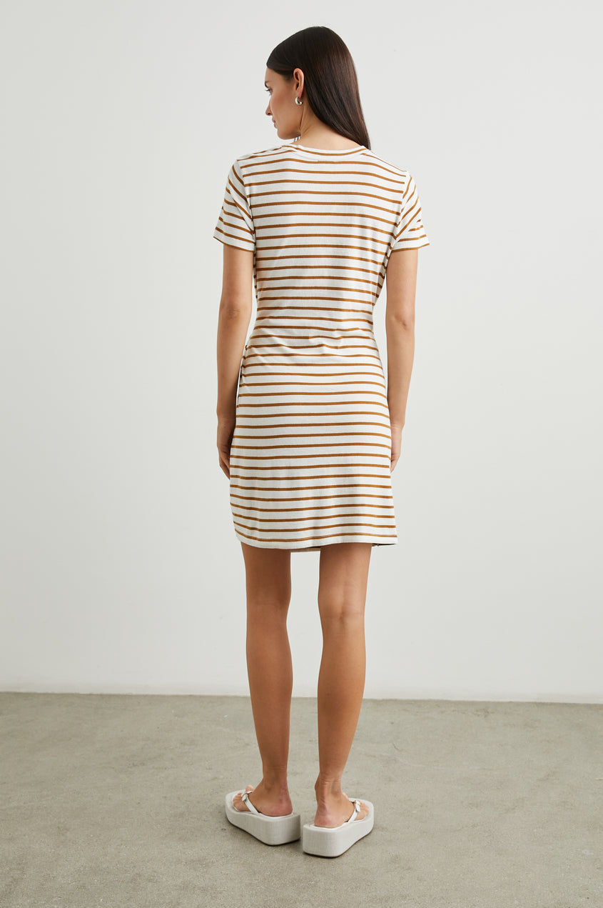 Edie V-Neck Chiffon Tea Dress Navy/White