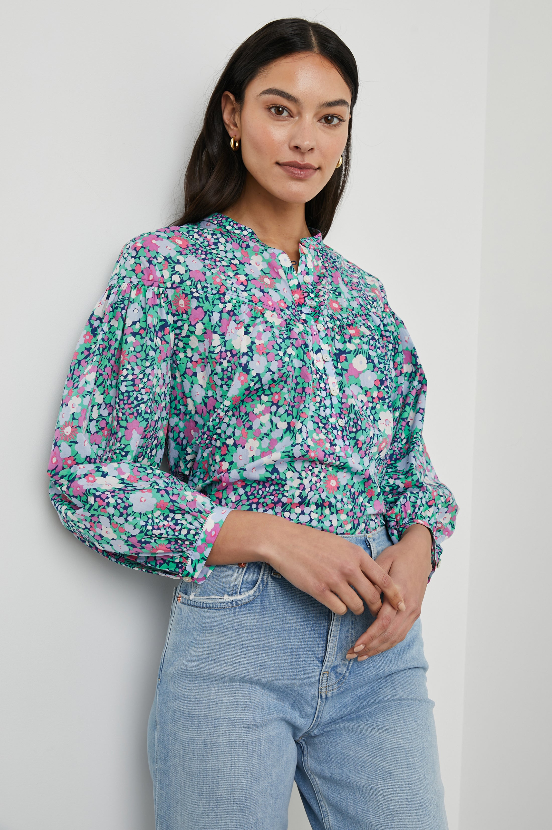 andmary ♡ Alison frill tops ELLISON TOP - NAVY LEILANI FLORAL – Rails