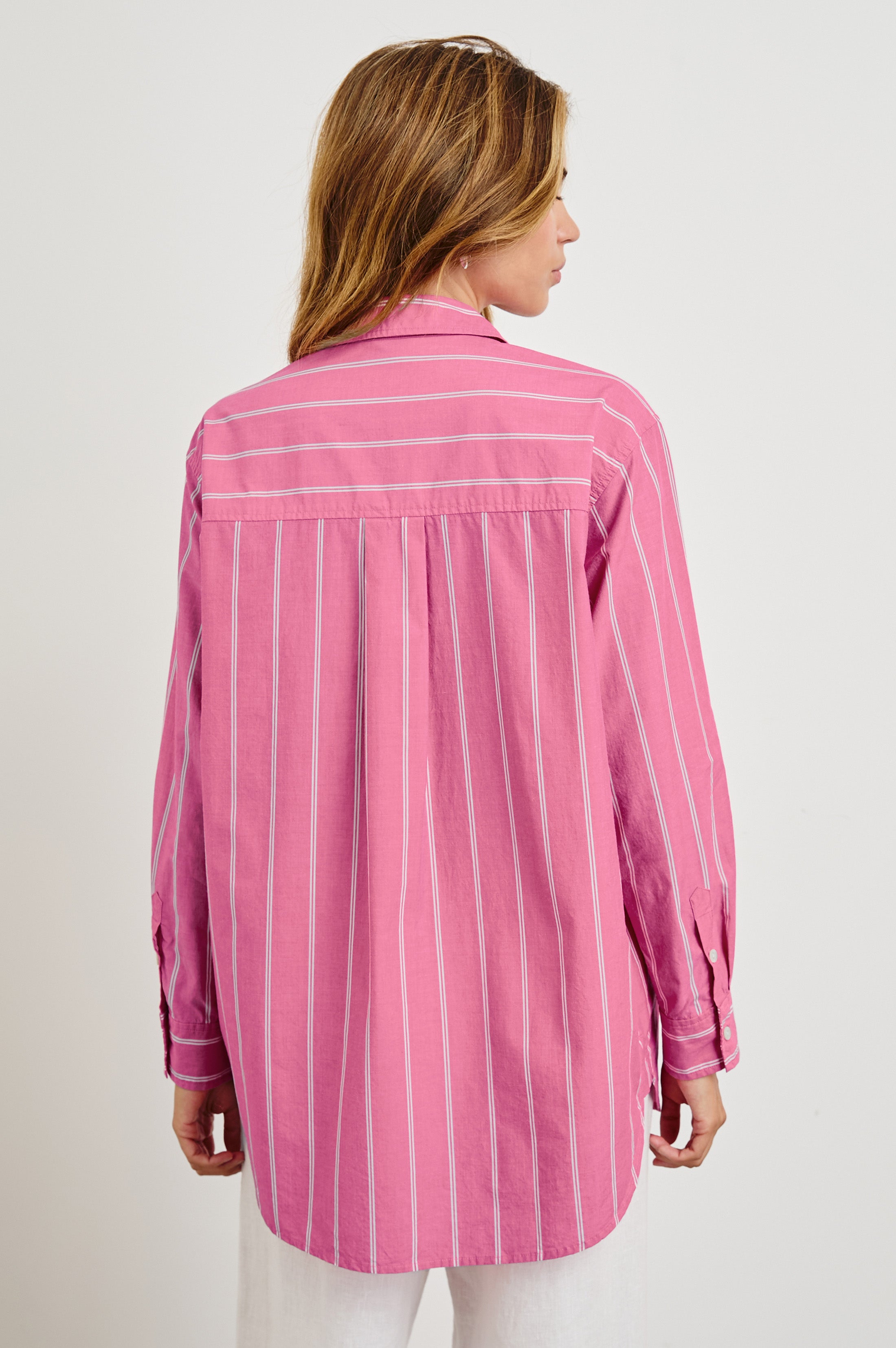 ELSA SHIRT - HIBISCUS WHITE STRIPE – Rails