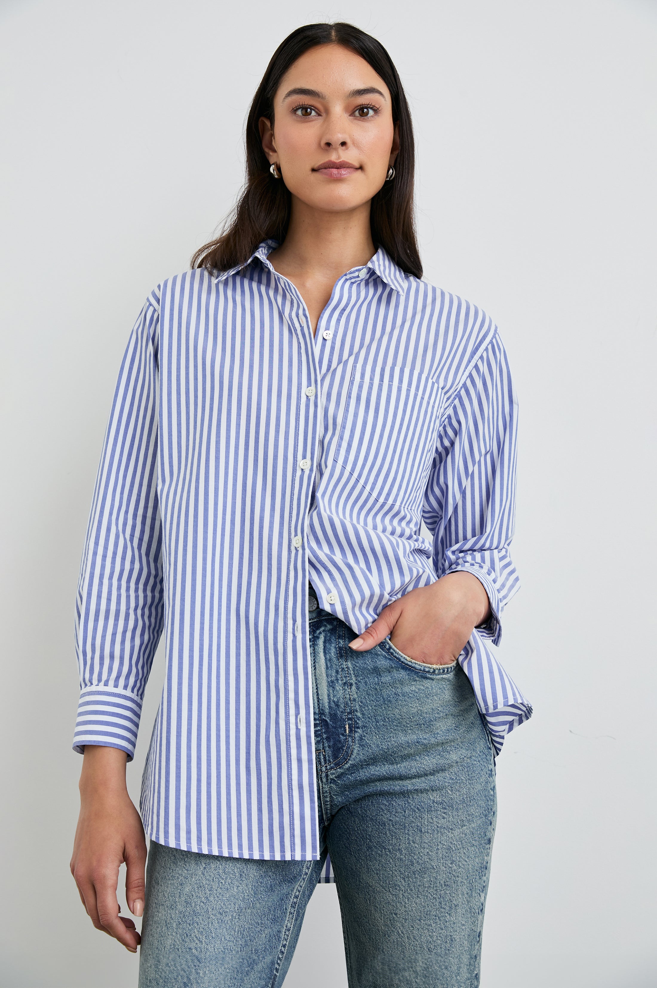 ELSA SHIRT - MARINER WHITE STRIPE – Rails