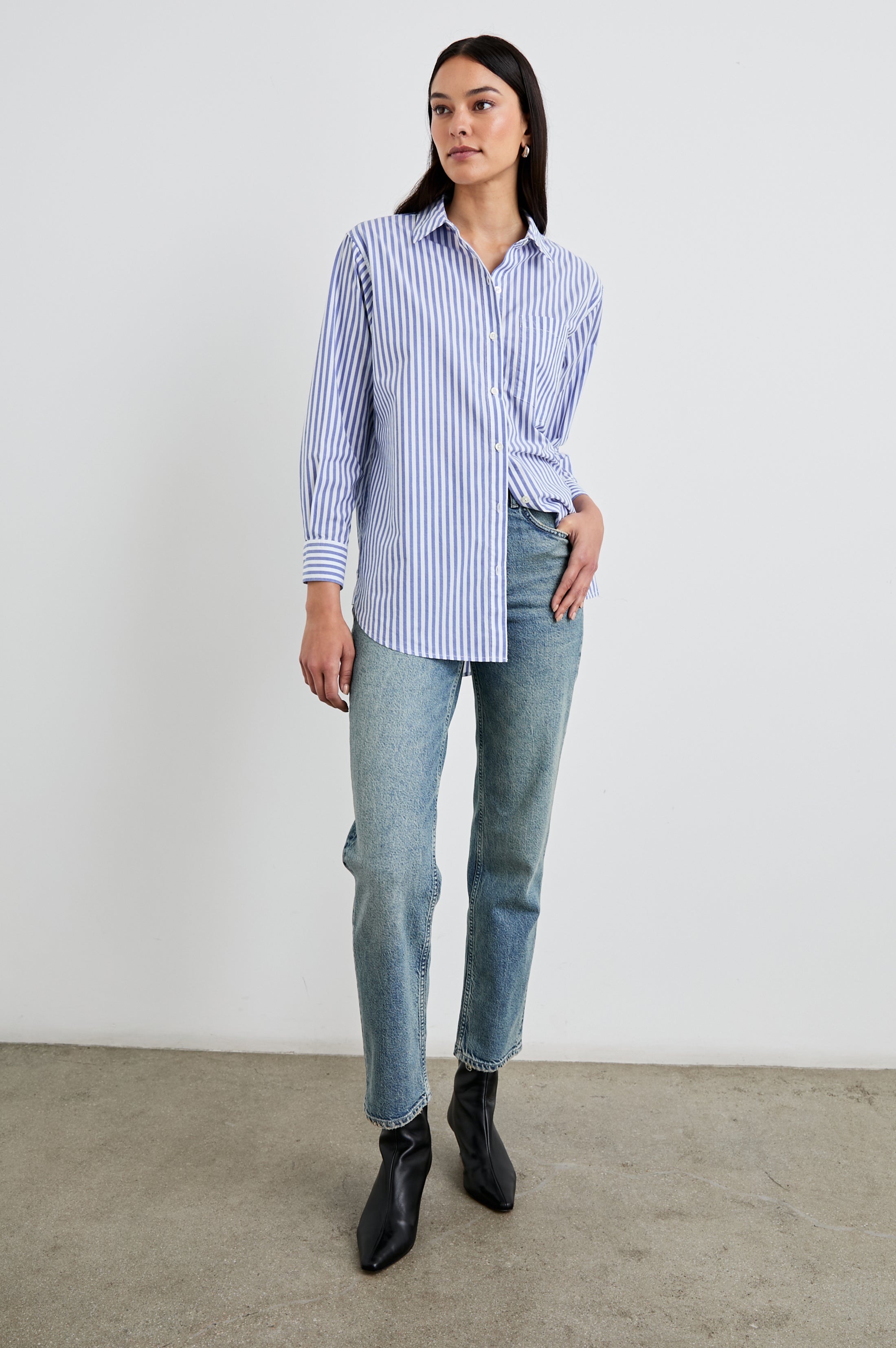 ELSA SHIRT - MARINER WHITE STRIPE – Rails