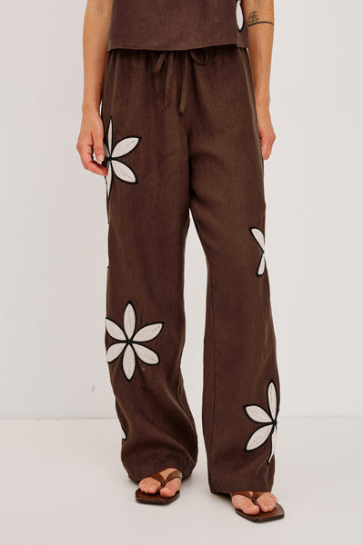 EMMIE PANT - COCOA FLORAL EMBROIDERY – Rails