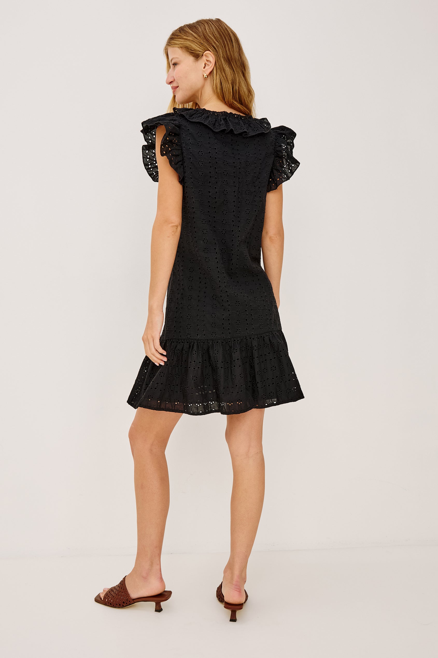 black cotton eyelet dress Black Eyelet Dress L / 6638-BLK