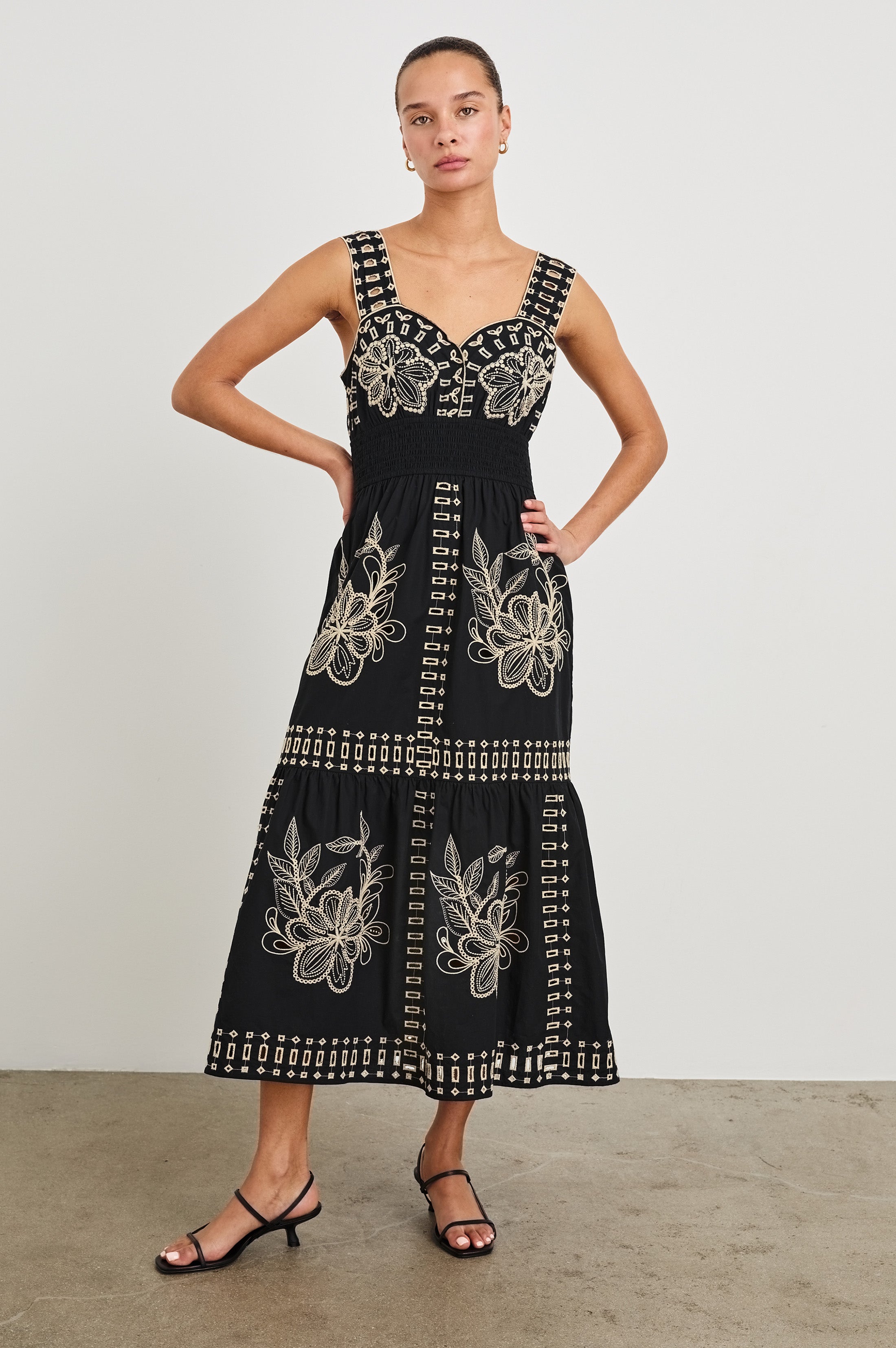 Rails | Fawn Dress - Black Tan Embroidery | Premium Cotton | Size S | Women's Dresses Rails | Fawn Dress - Black Tan Embroidery | Premium Cotton | Size S | Women's Dresses