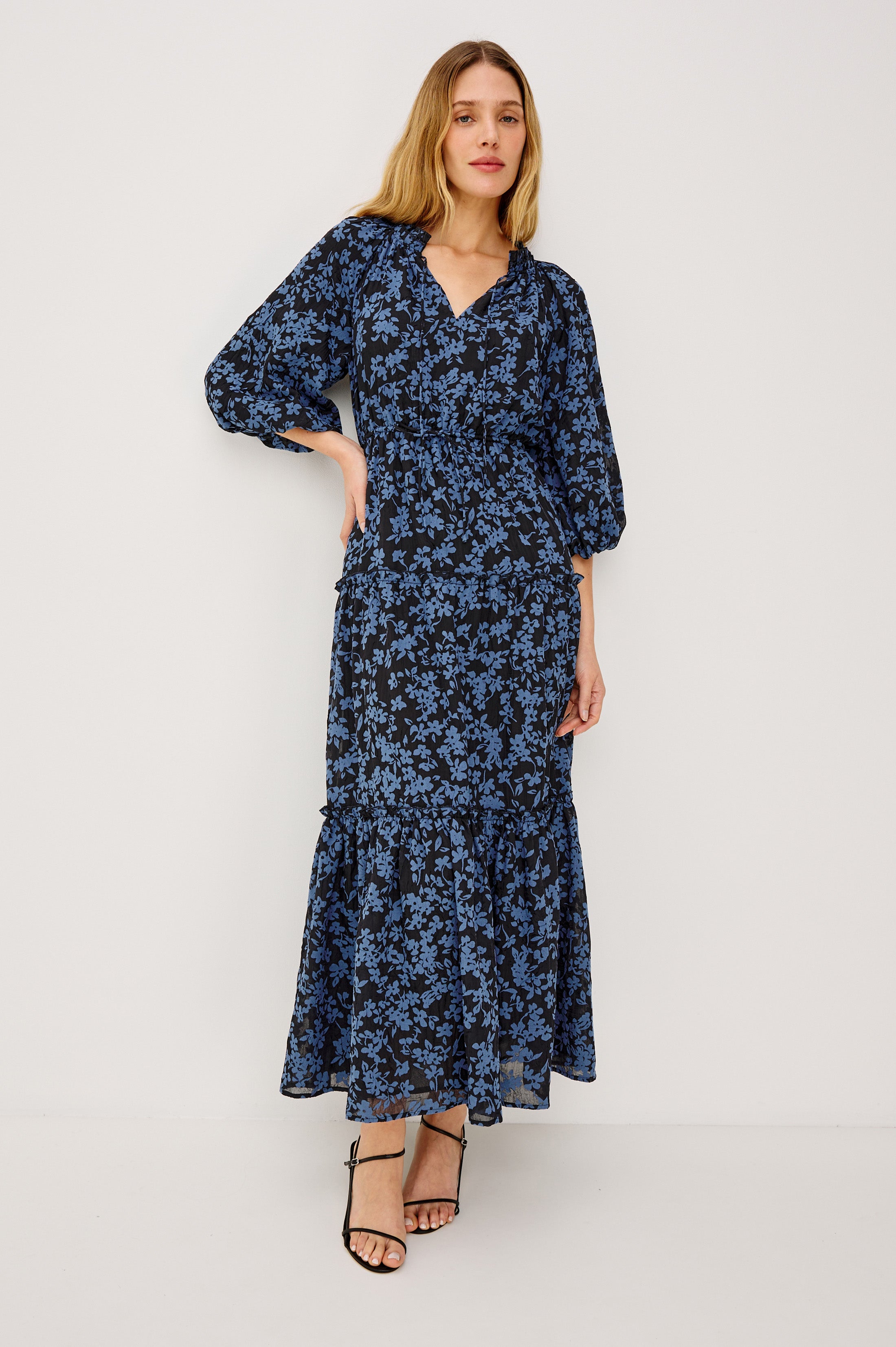 felicia midi dress Rails | Felicia Dress - Midnight Silhouette Floral | Premium Cotton | Size XXS