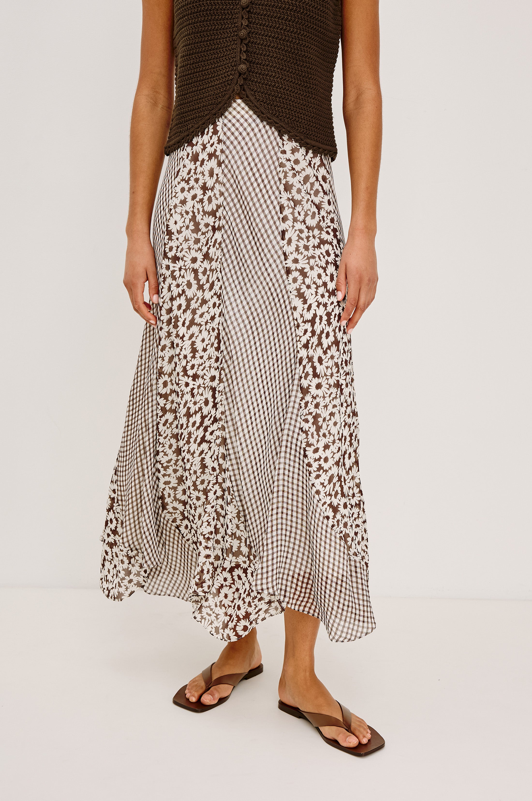 FELINA SKIRT - ESPRESSO DAISY GINGHAM MIX – Rails