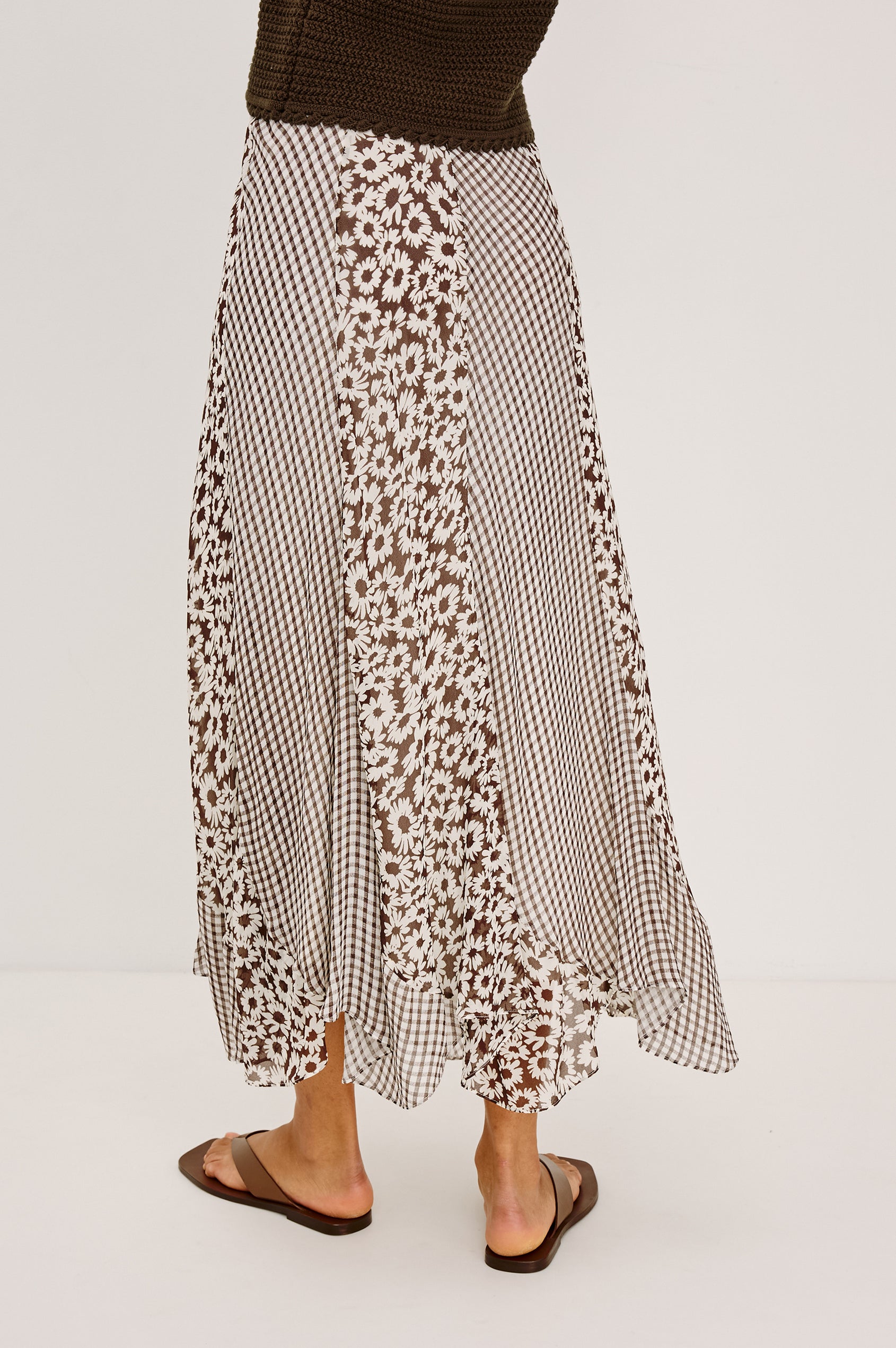 FELINA SKIRT - ESPRESSO DAISY GINGHAM MIX