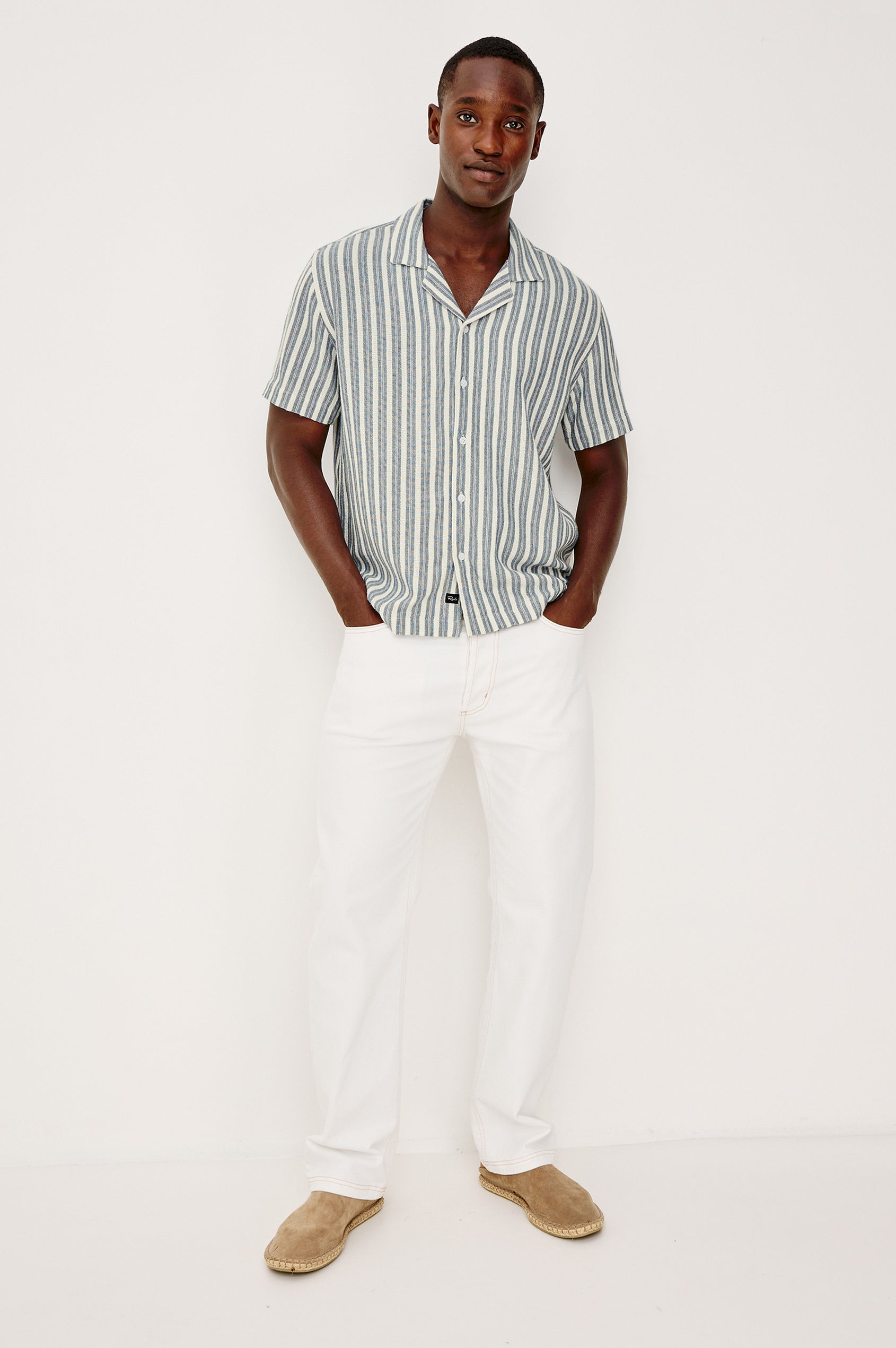 stripe dress shirt Classic Button-Down Collar - Blue with wide Perry Ellis Men's Slim Fit