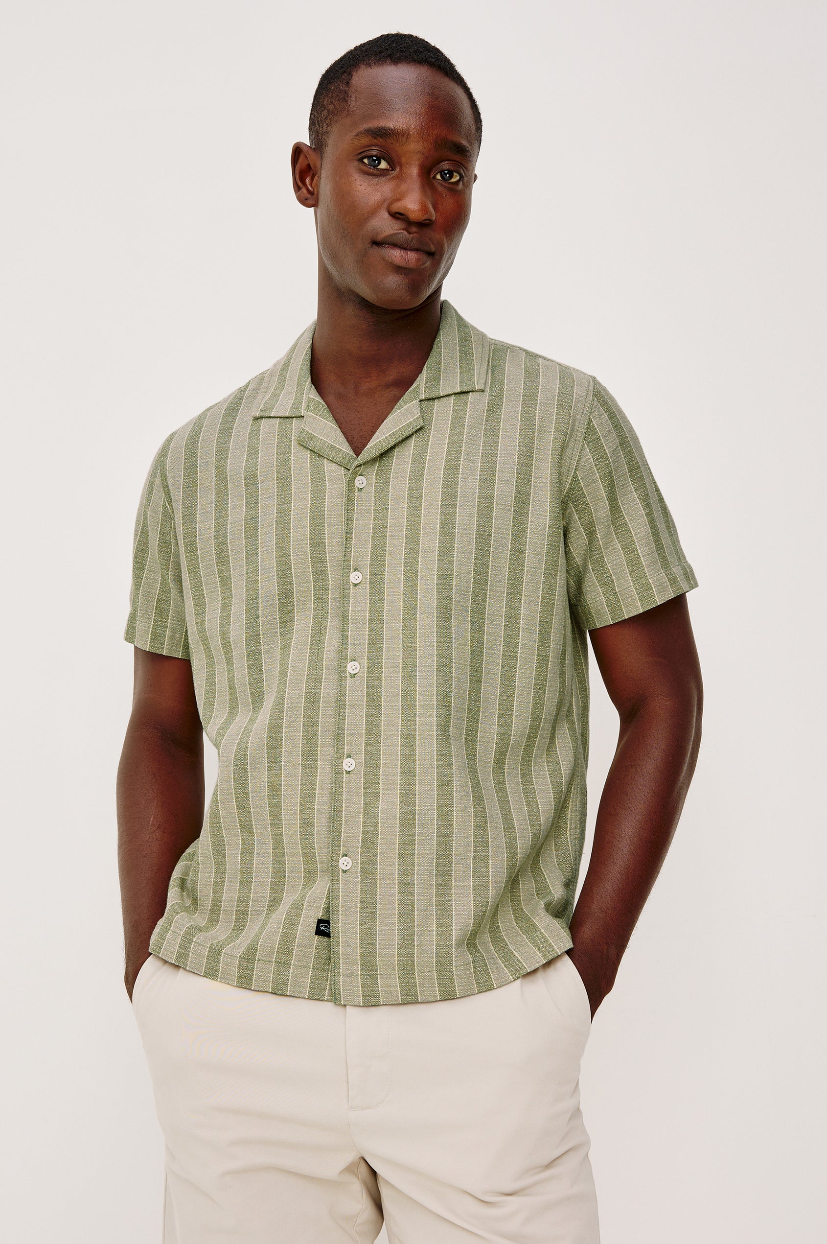 green striped dress shirt Neyland Soft Camp Constructed from fresh breathable cotton with each detail honed to perfection Thomas Mason Green Bengal Stripe