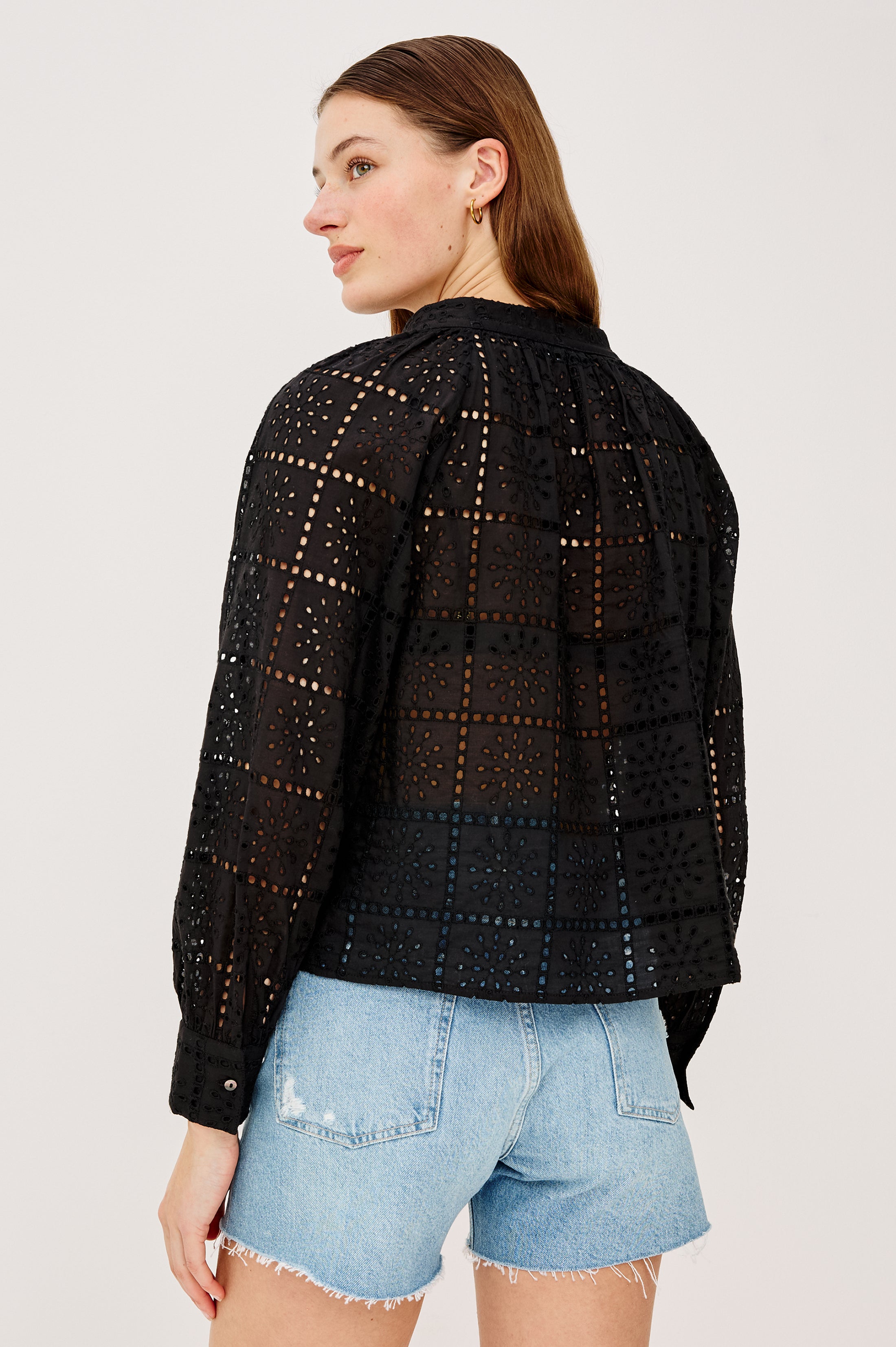 FRANCINE TOP - BLACK GRID EMBROIDERY – Rails